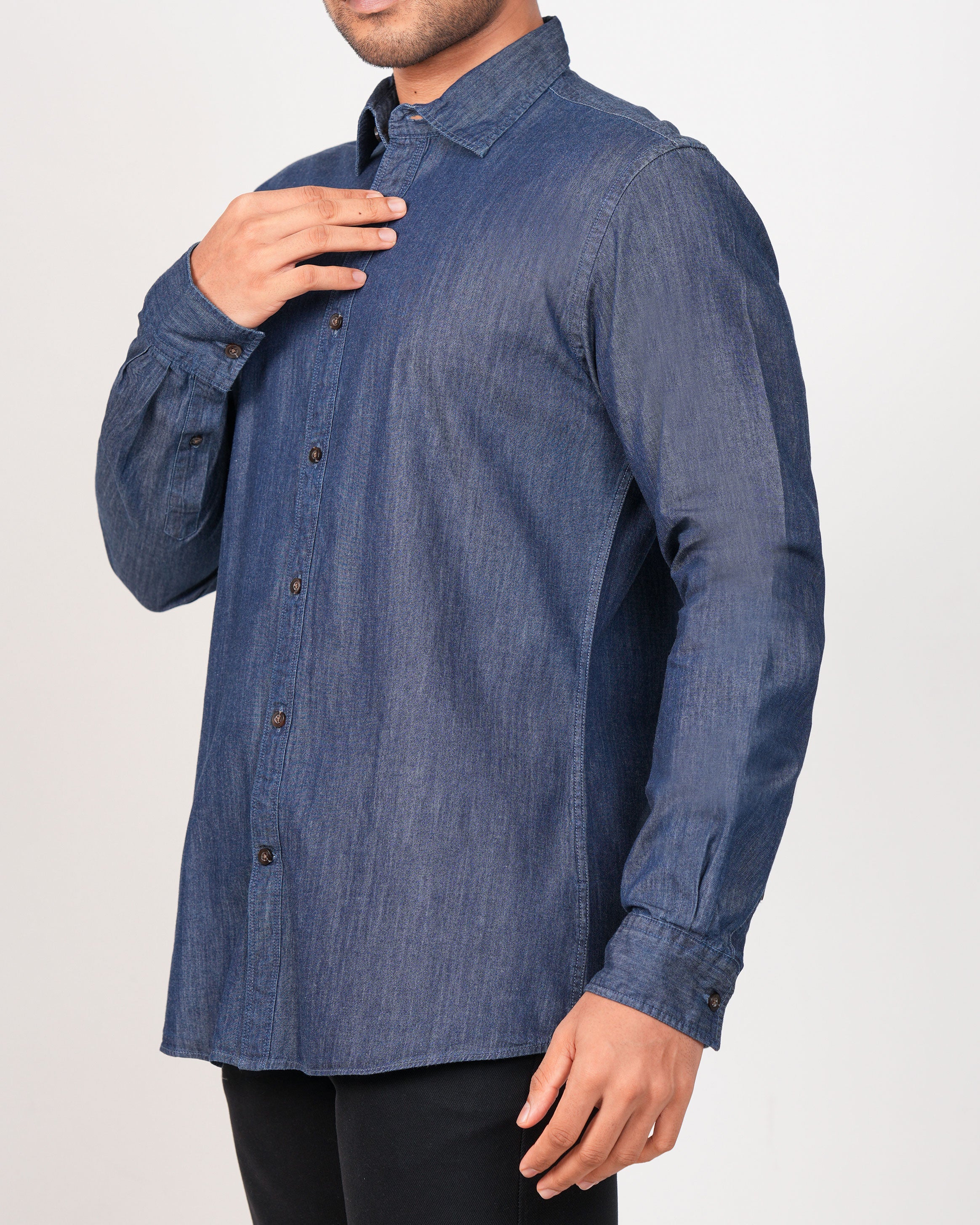 Emerald Slim Fit Denim Shirt-Astral Aura