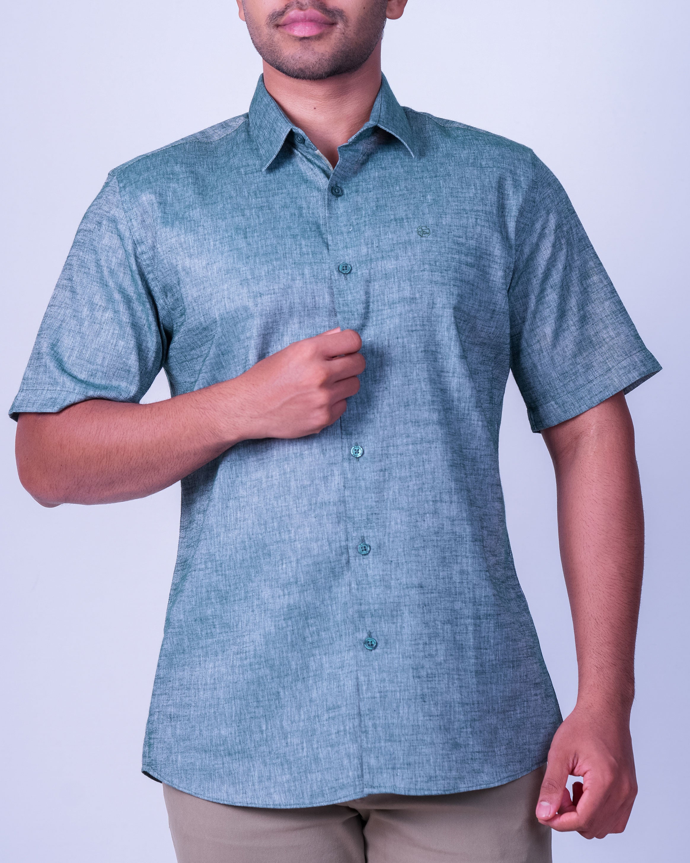 Emerald Casual Linen Looks Slim Fit - Posy Green