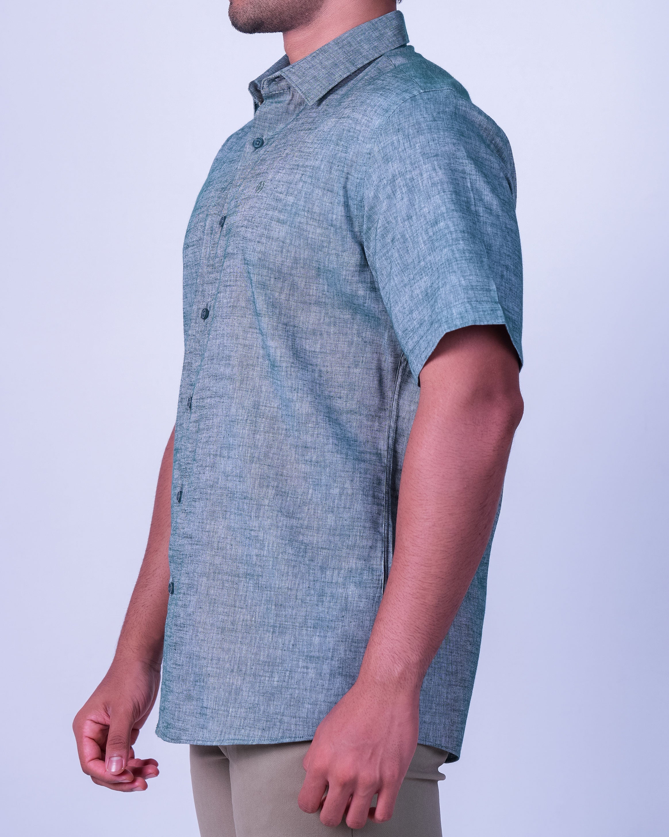 Emerald Casual Linen Looks Slim Fit - Posy Green