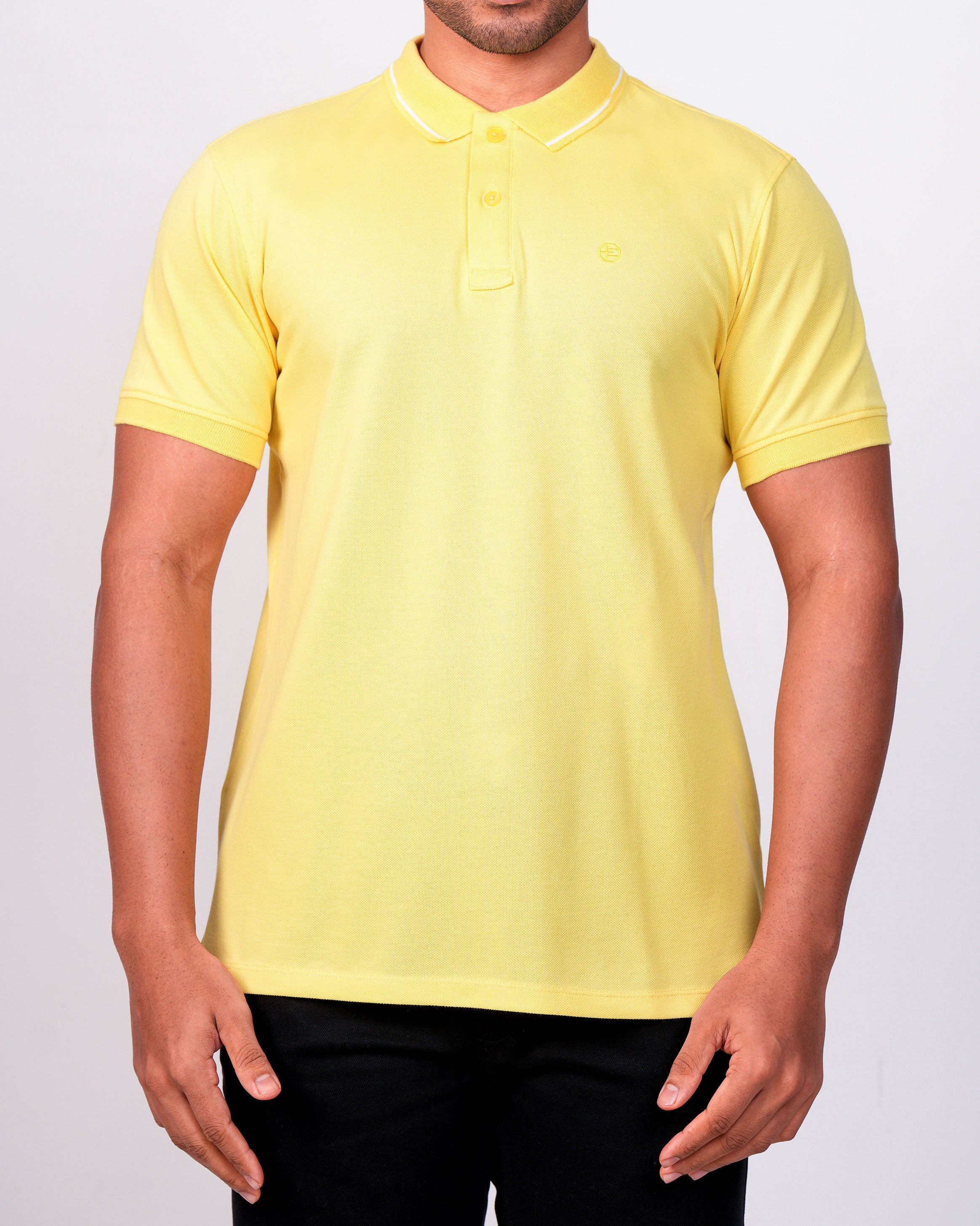 Emerald Polo Pique Solid Slim Fit-Mimosa