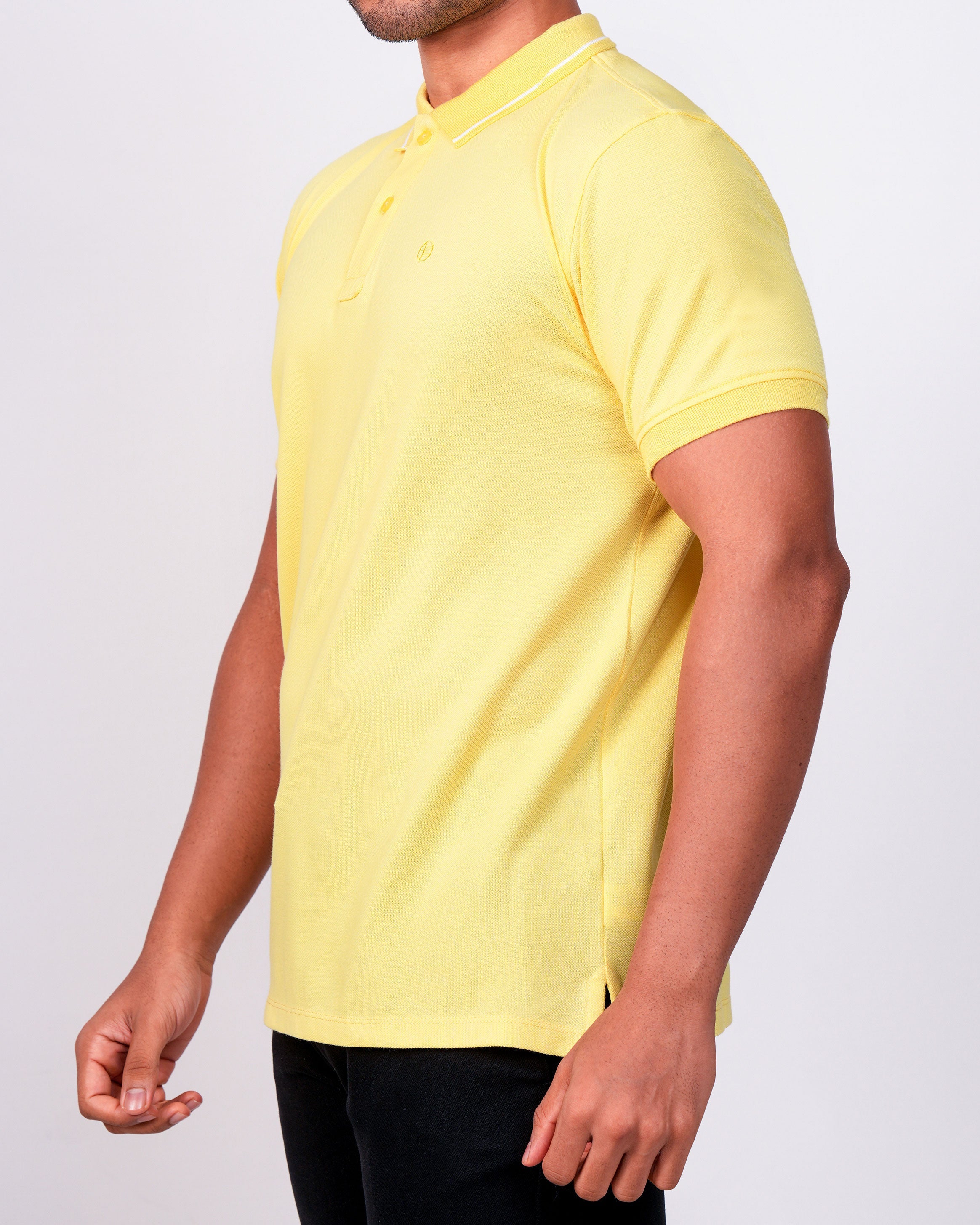 Emerald Polo Pique Solid Slim Fit-Mimosa