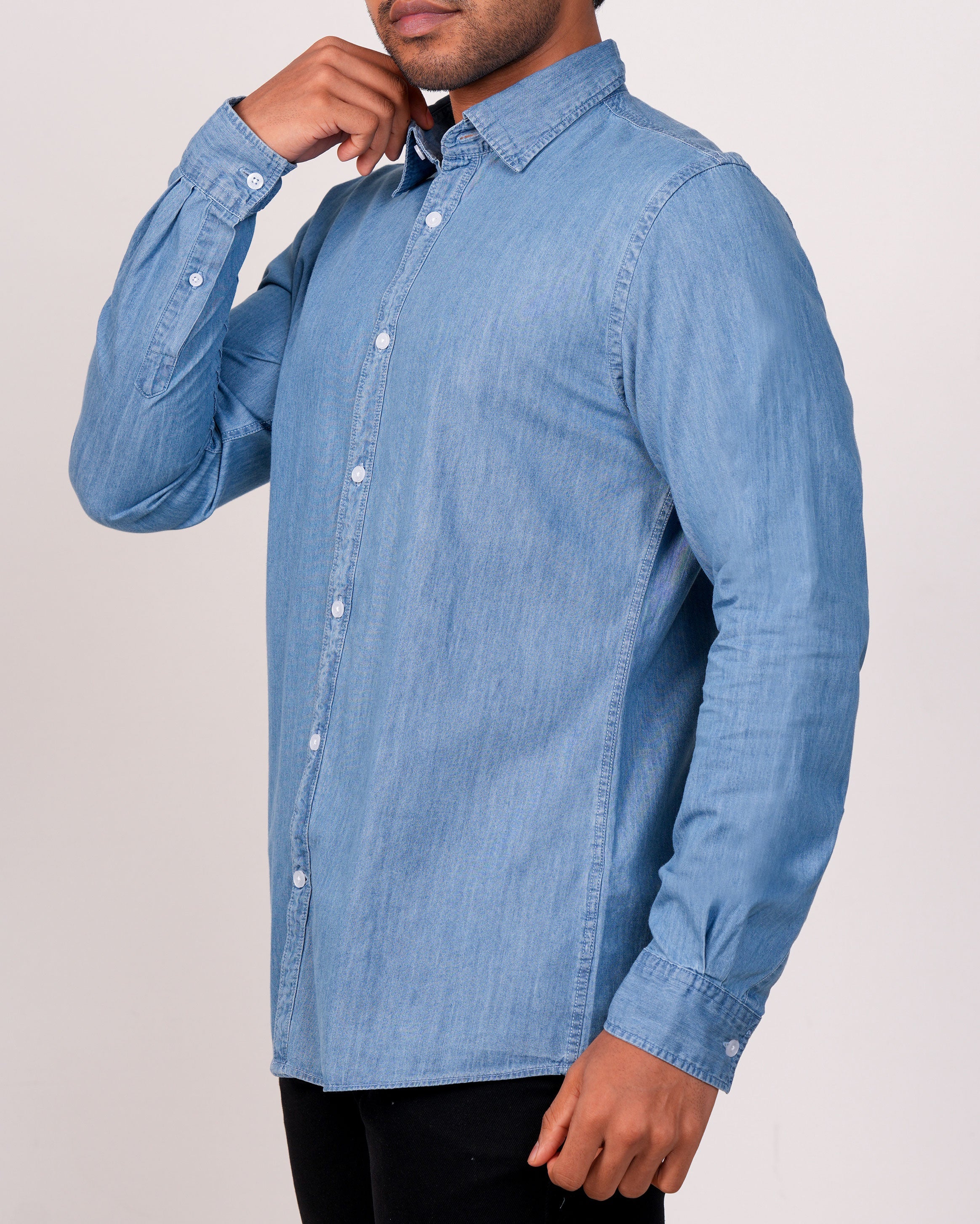 Emerald Slim Fit Denim Shirt-Cashmere Blue