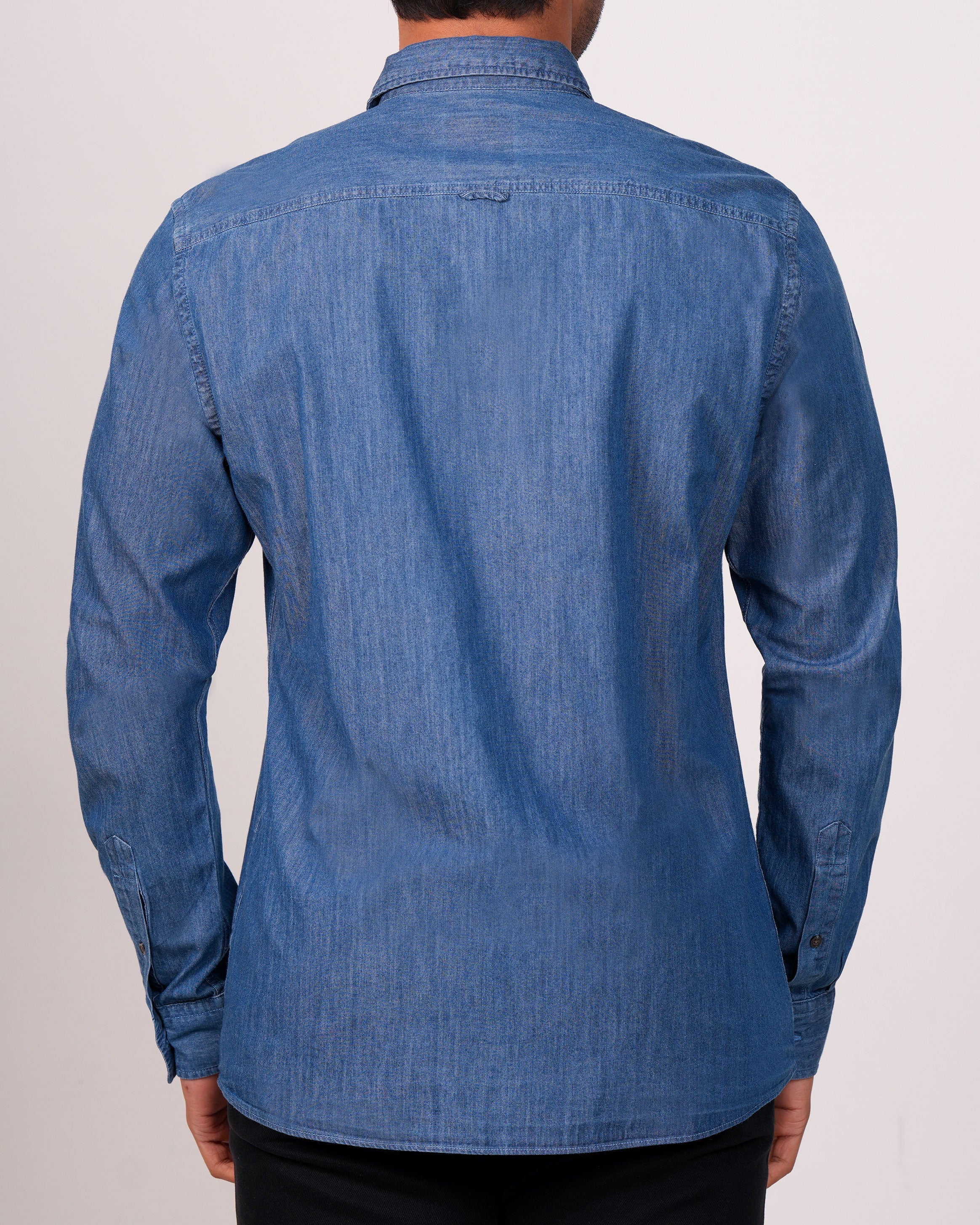Emerald Slim Fit Denim Shirt-Princess Blue