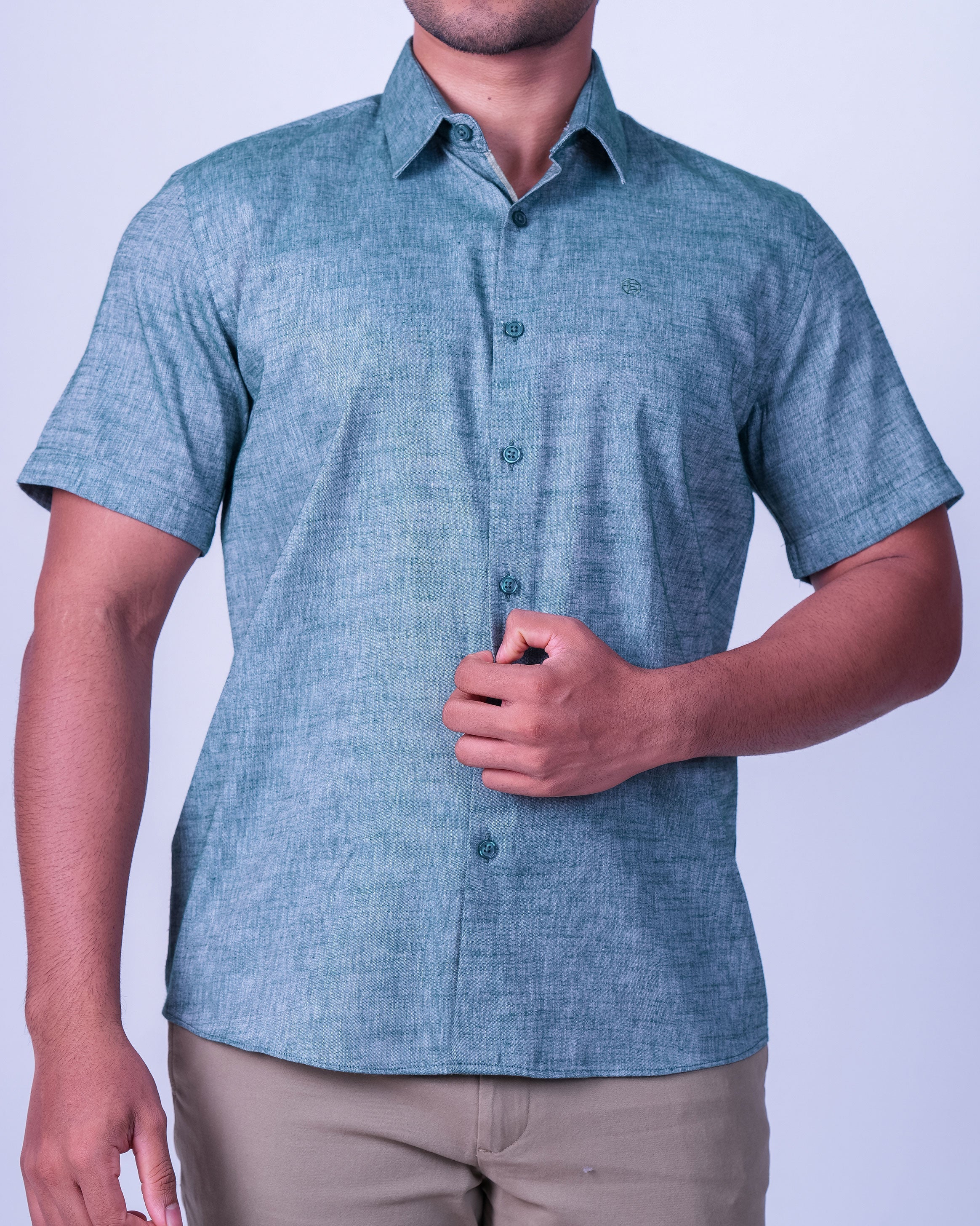 Emerald Casual Linen Looks Regular Fit - Posy Green