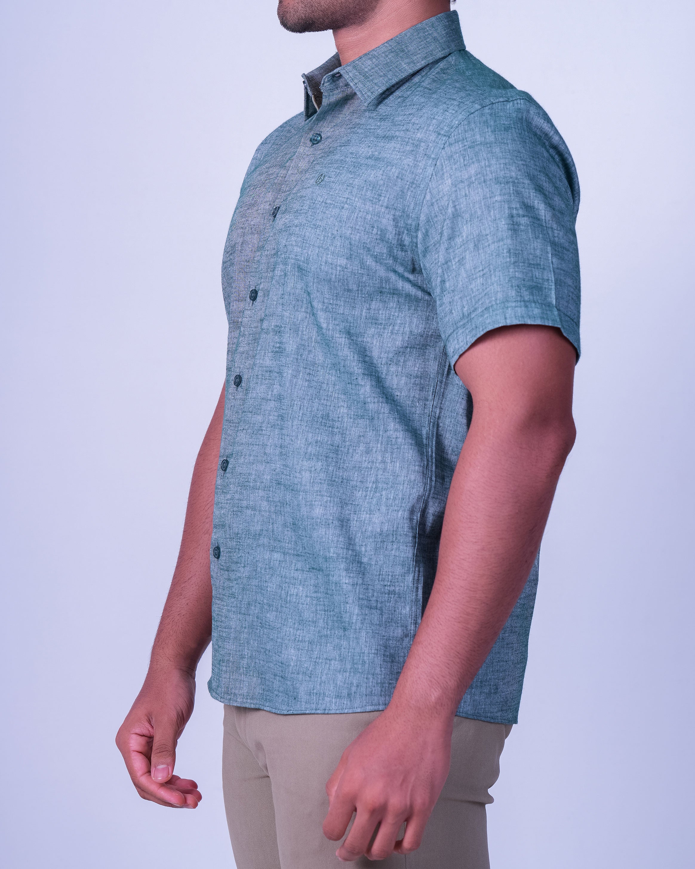 Emerald Casual Linen Looks Regular Fit - Posy Green