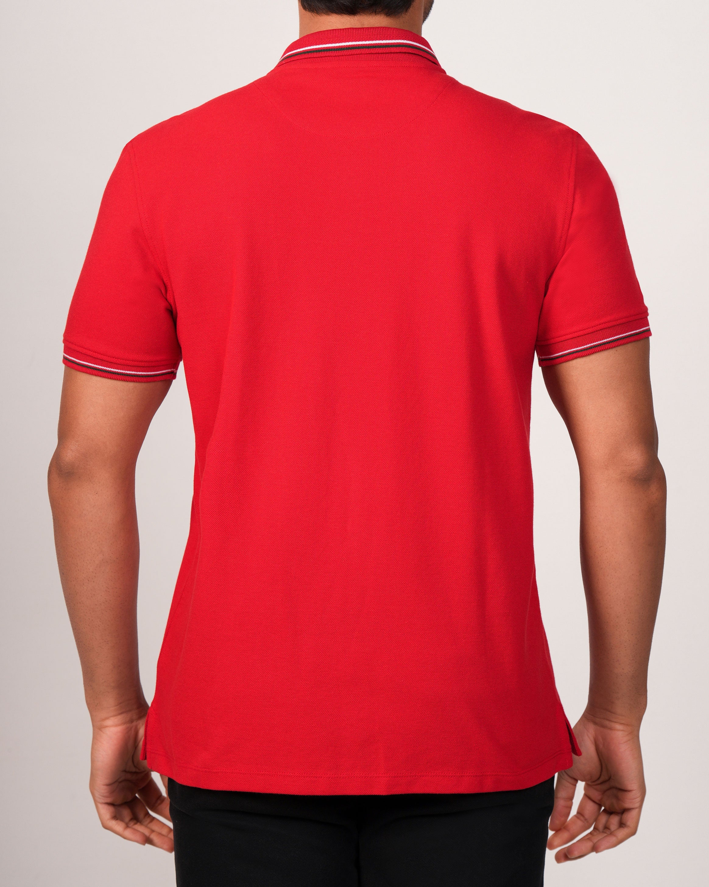 Emerald Plain Polo-Biking Red