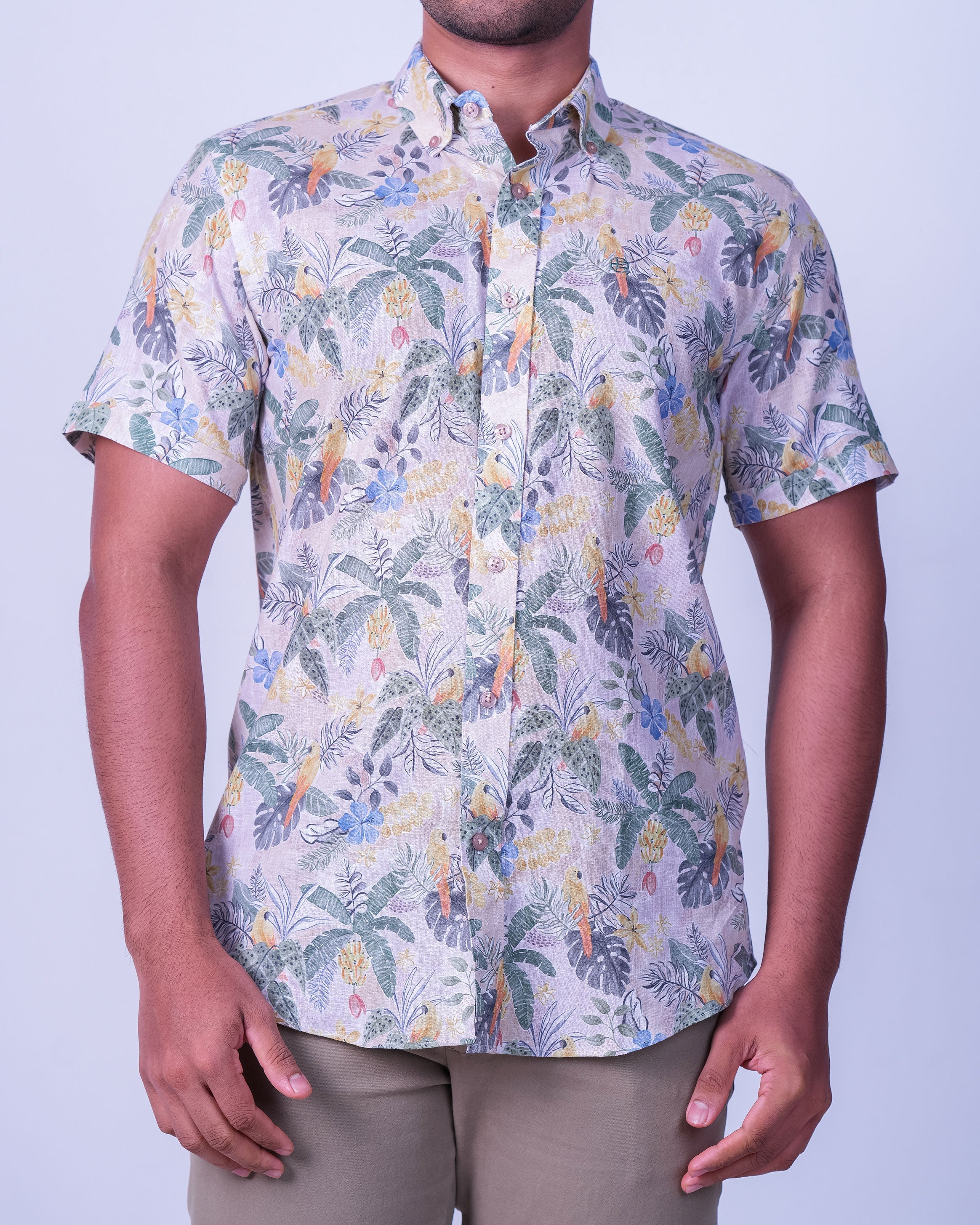 Emerald Casual Printed Regular Fit - Rugby Tan