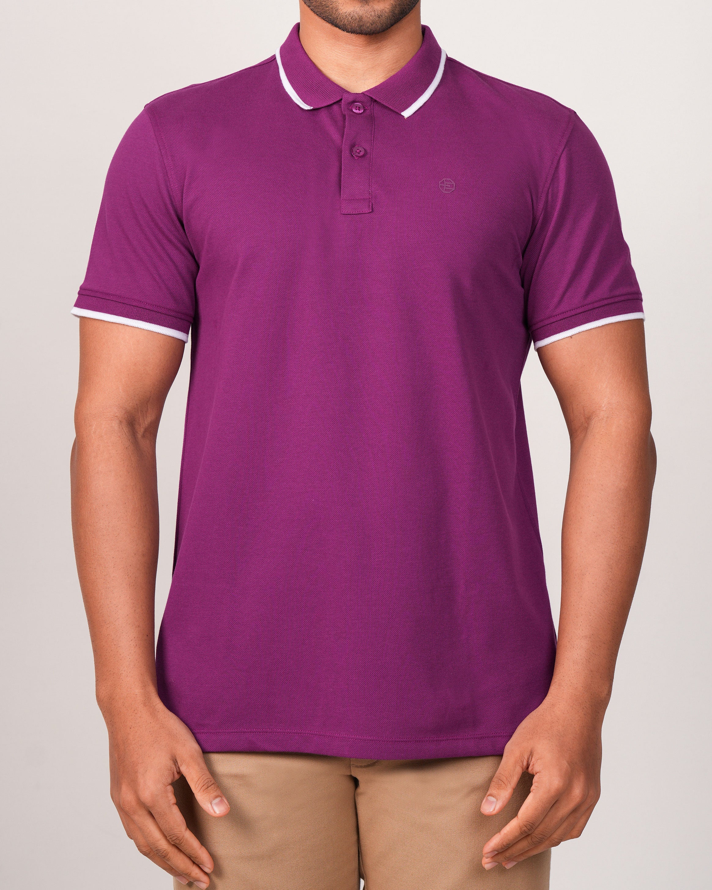 Emerald Polo Pique Solid Slim Fit-Magenta Purple