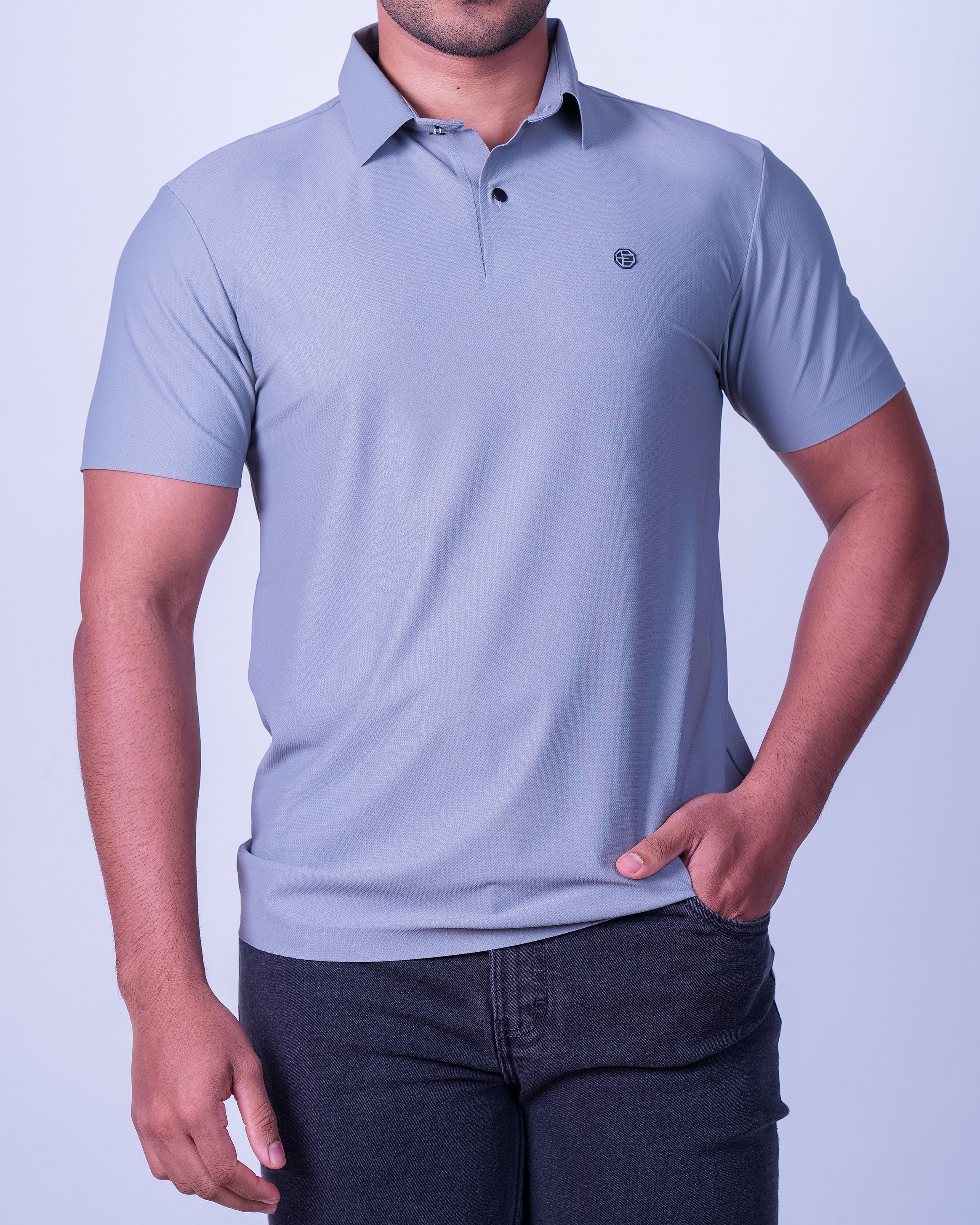 Emerald Polo Dobby Slim Fit - Charcoal
