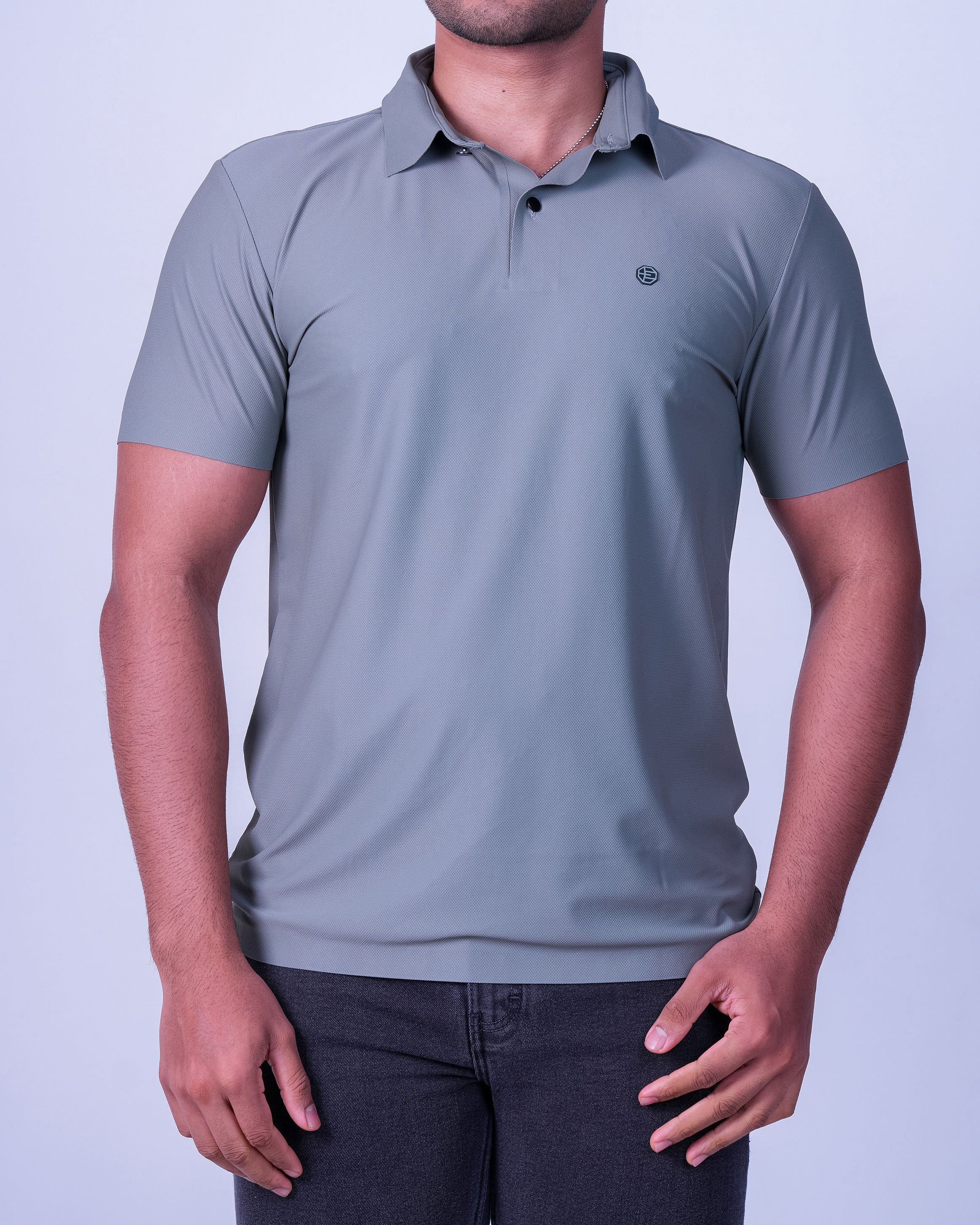 Emerald Polo Dobby Slim Fit - Castor Gray