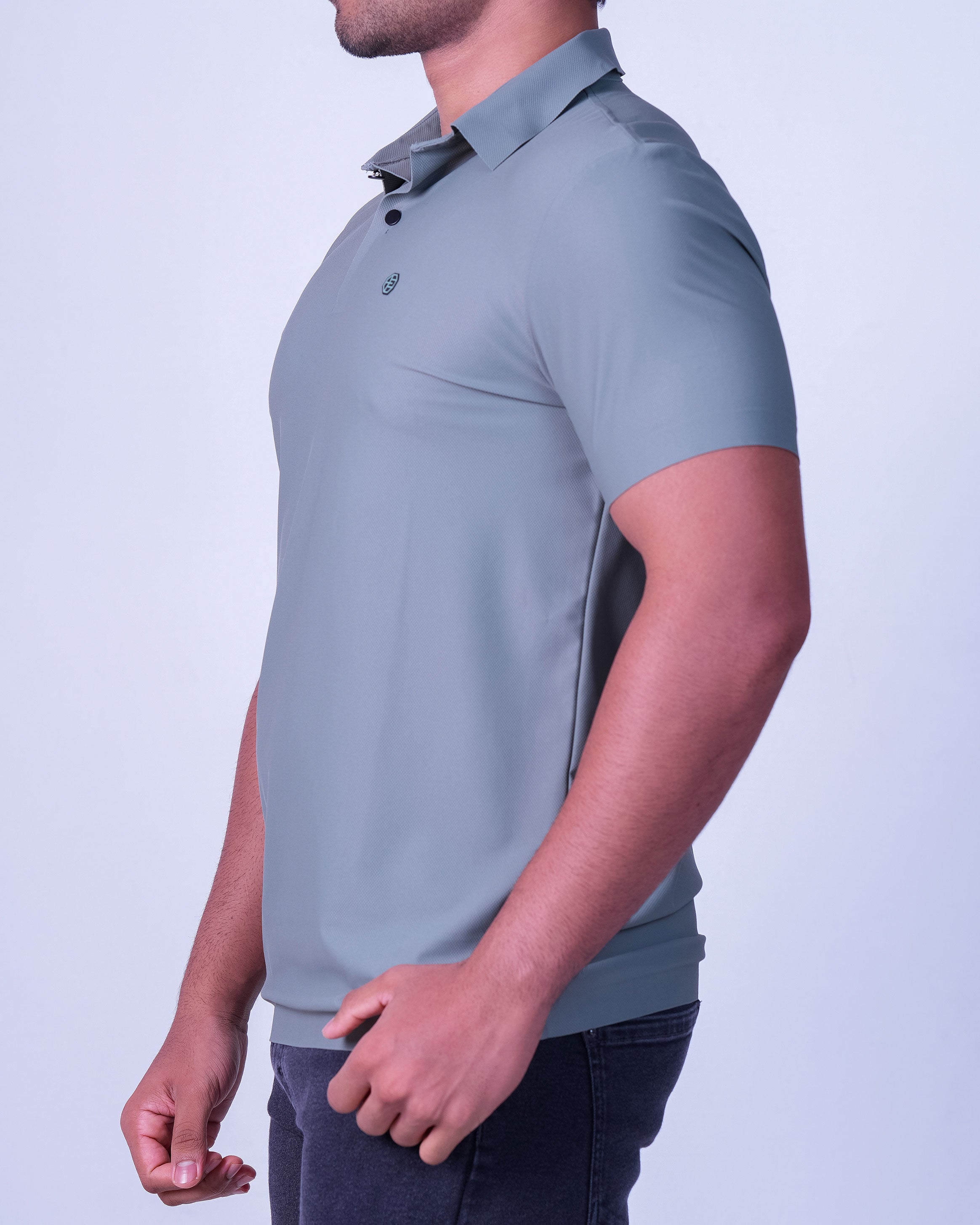 Emerald Polo Dobby Slim Fit - Castor Gray