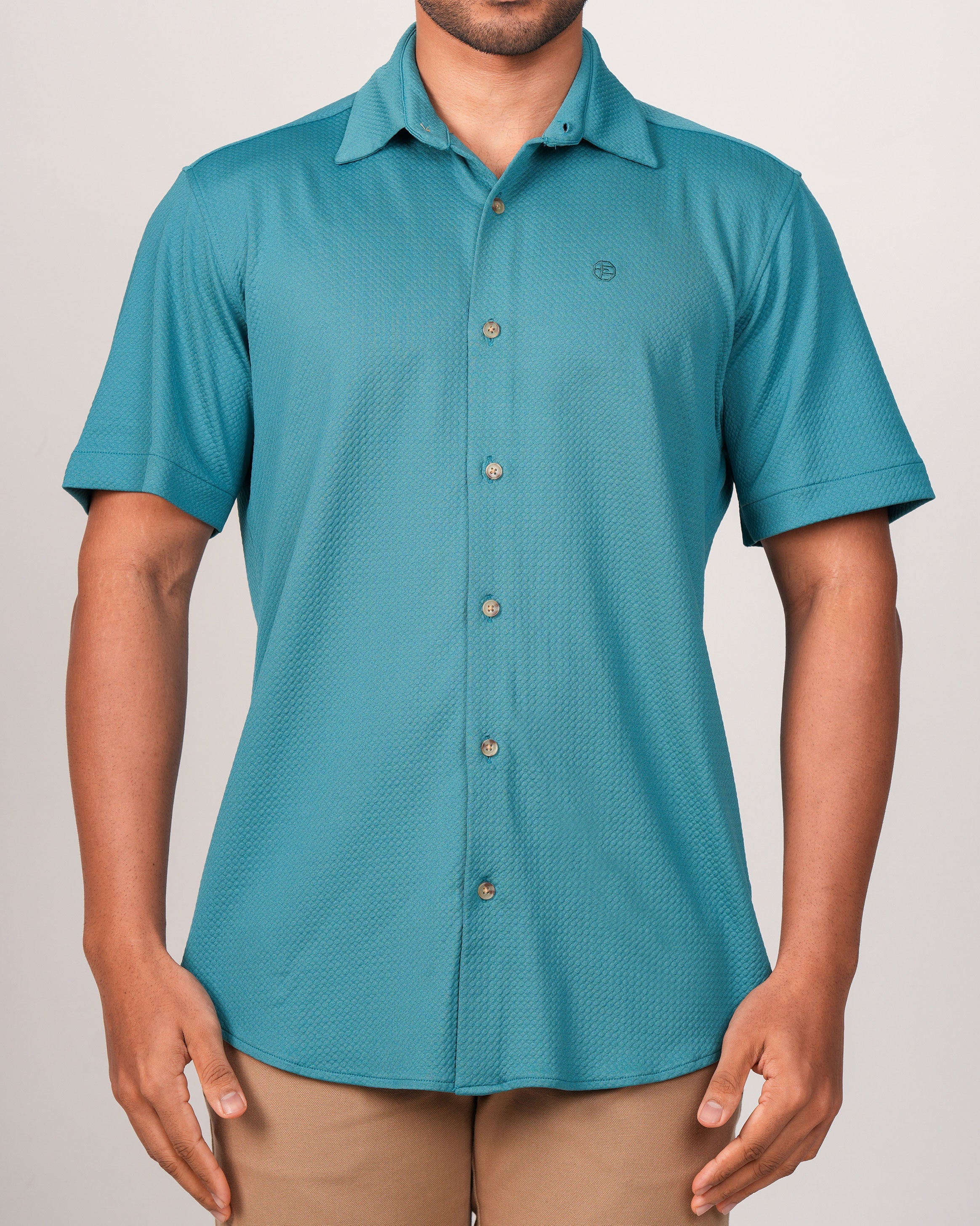 Emerald Casual Jacquard Regular Fit-Pepper Green