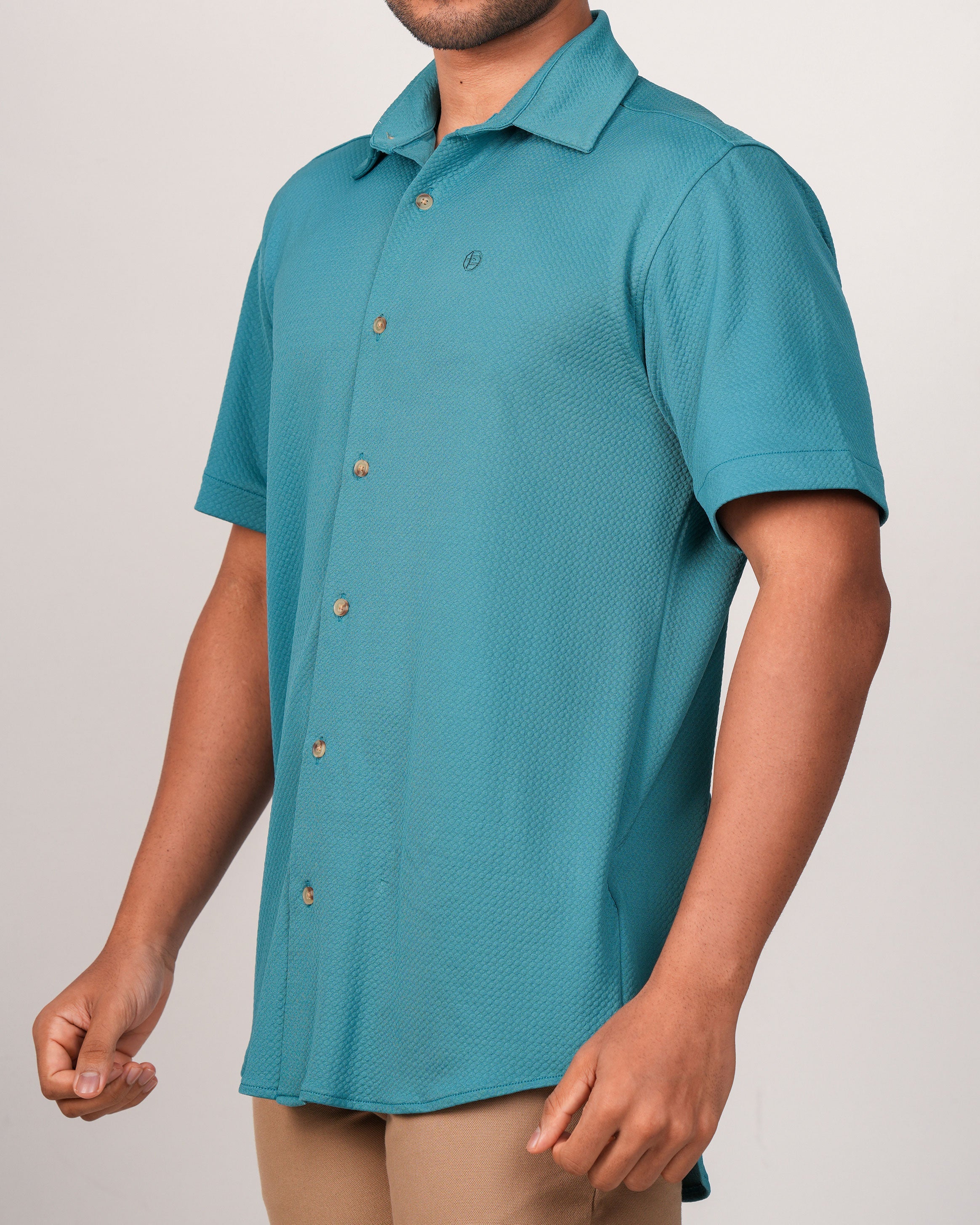 Emerald Casual Jacquard Regular Fit-Pepper Green