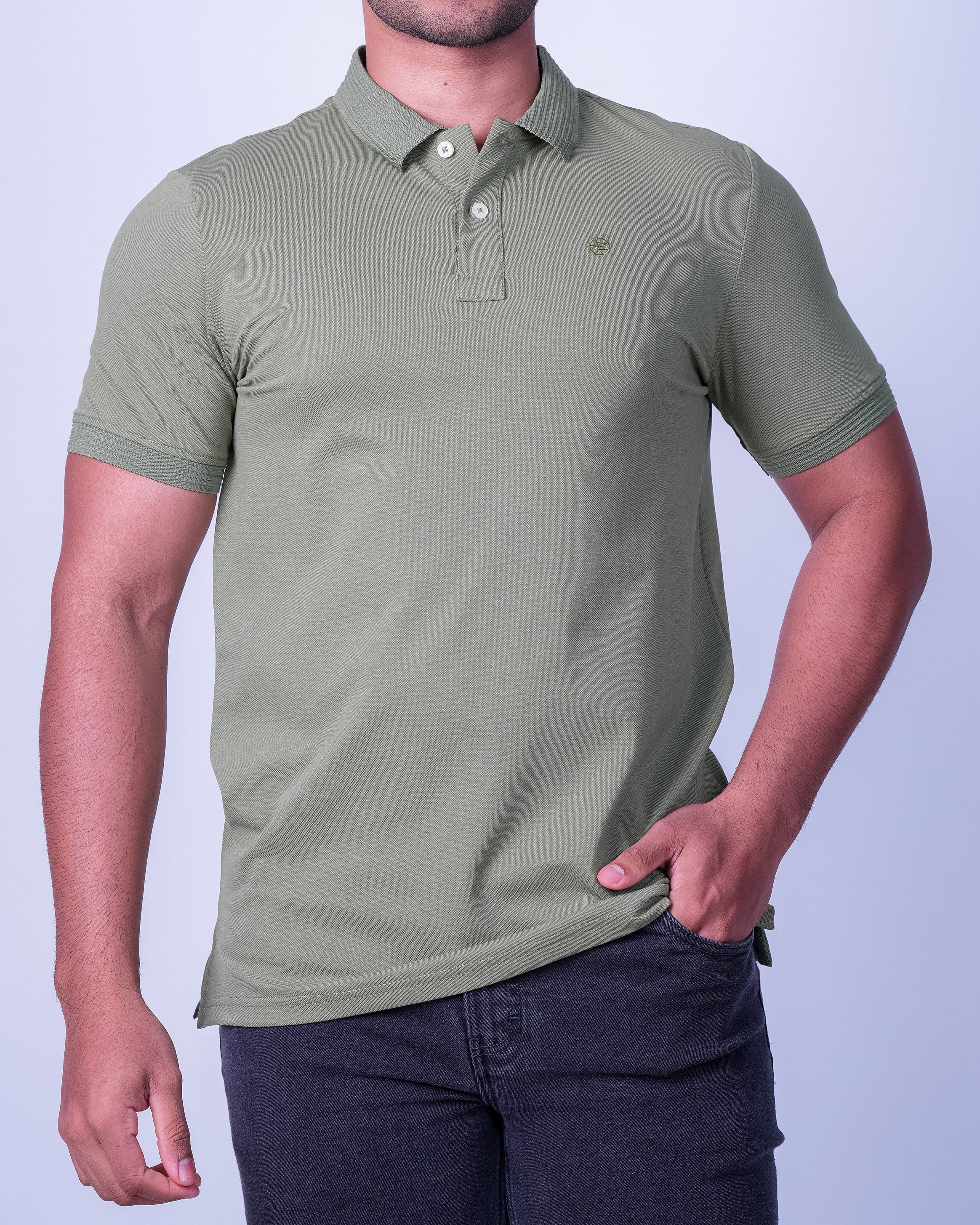 Emerald Polo Plain Slim Fit - Tuff Green