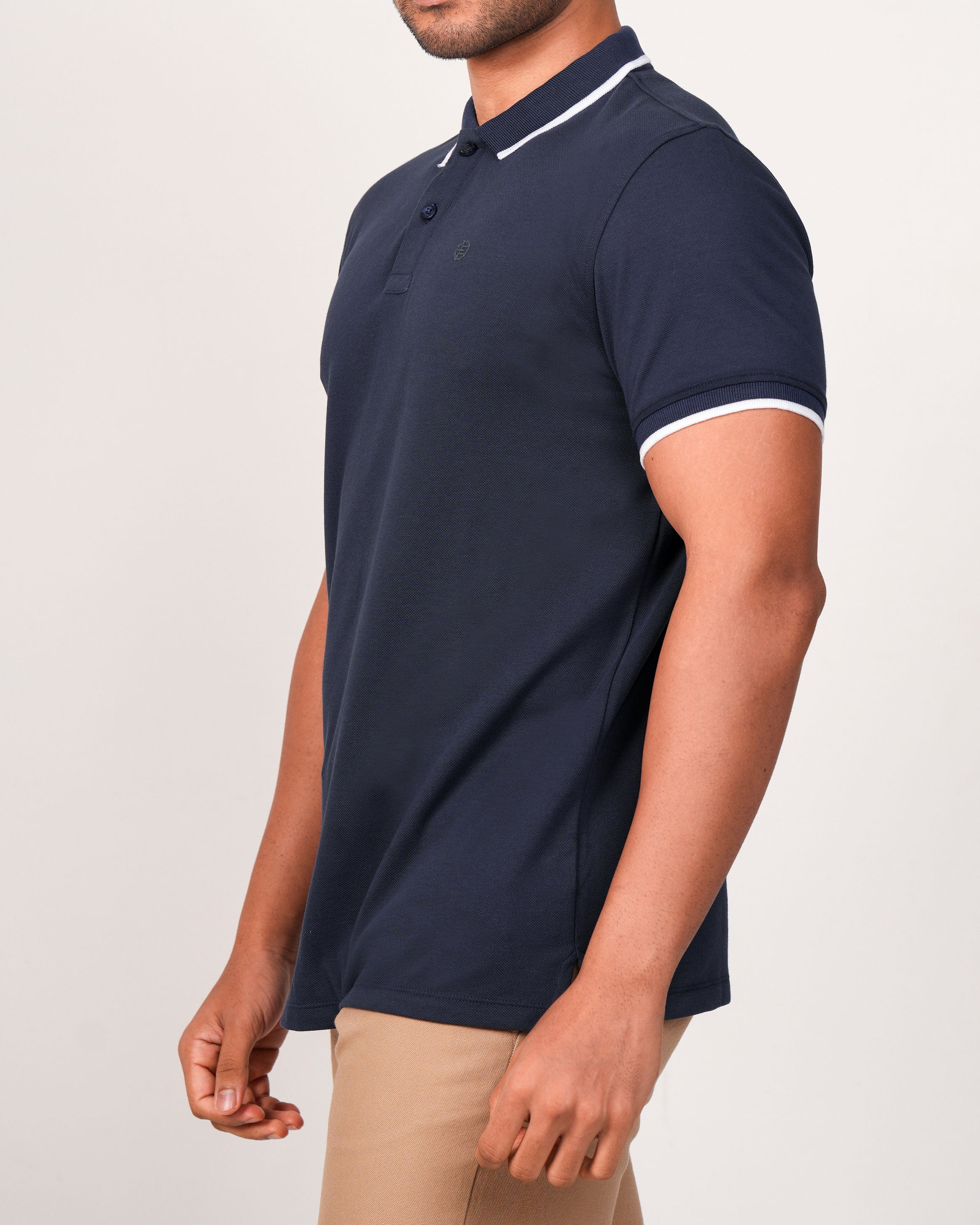 Emerald Polo Pique Solid Slim Fit-Blue Depths