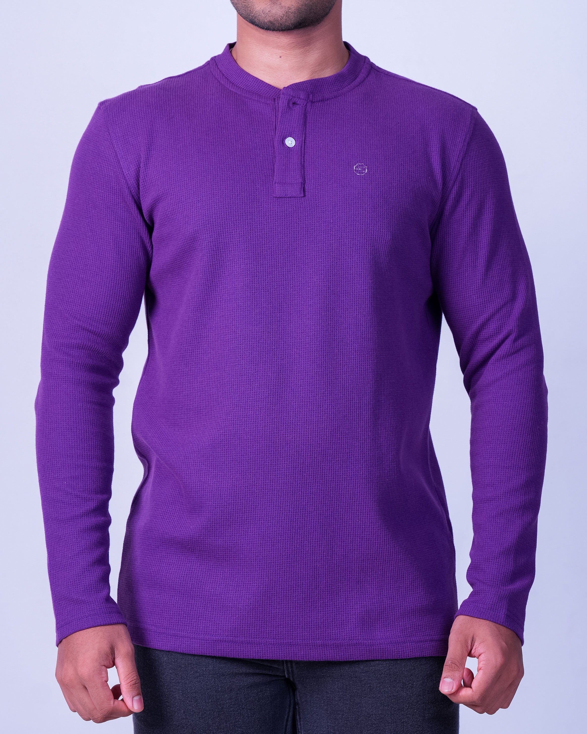 Emerald Henley Dobby Slim Fit - Deep Lavender