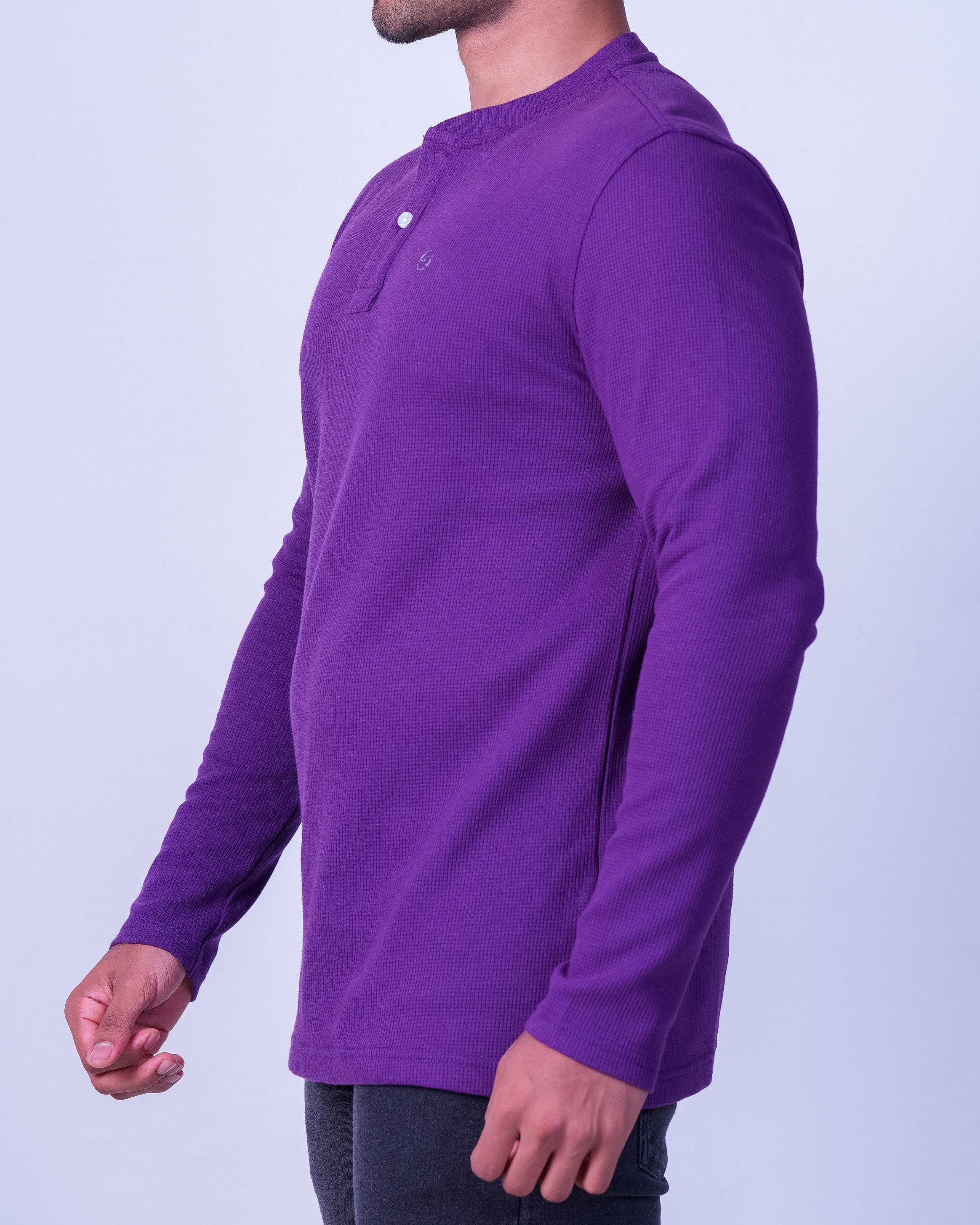 Emerald Henley Dobby Slim Fit - Deep Lavender