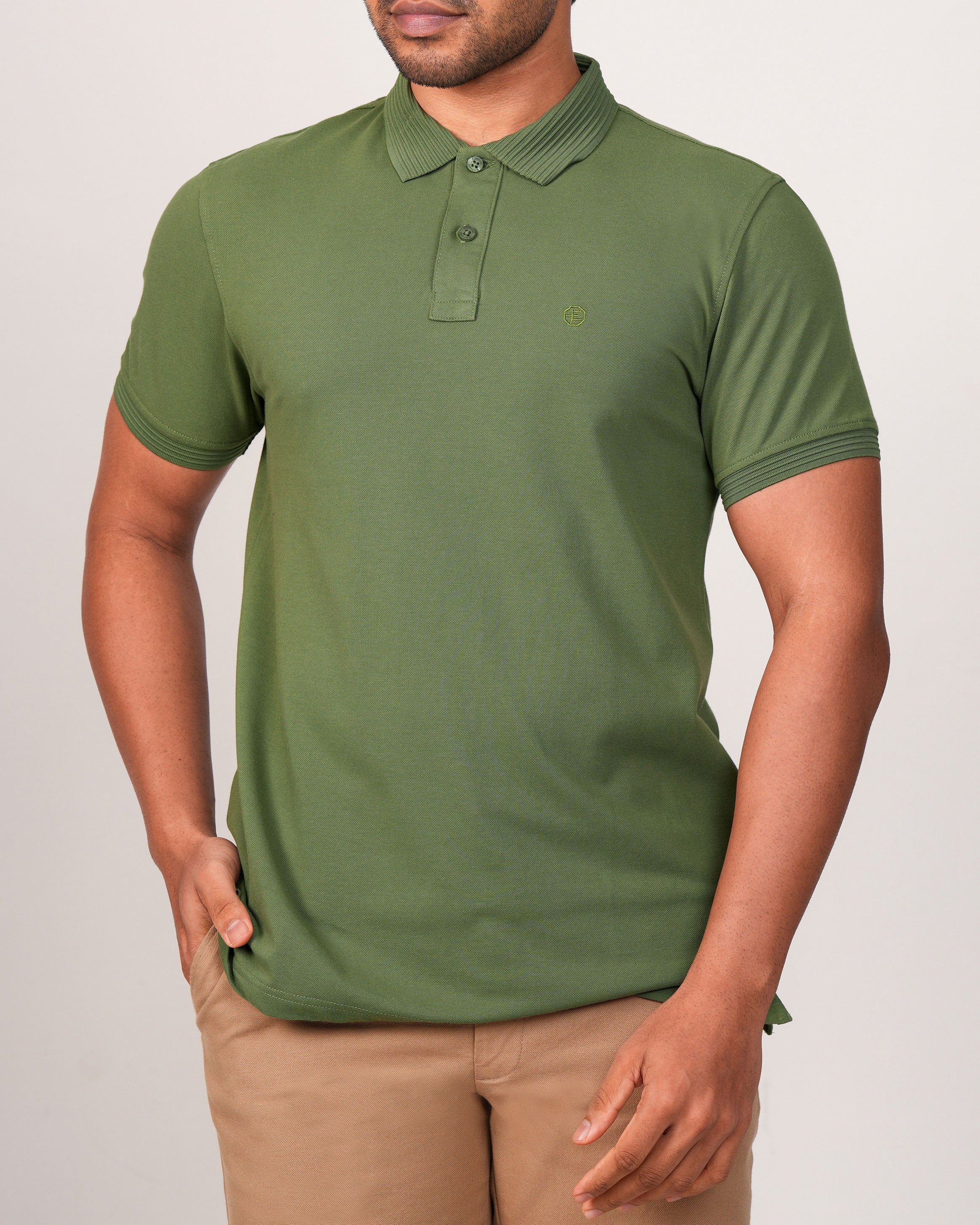 Emerald Polo Plain Slim Fit-Evergreen