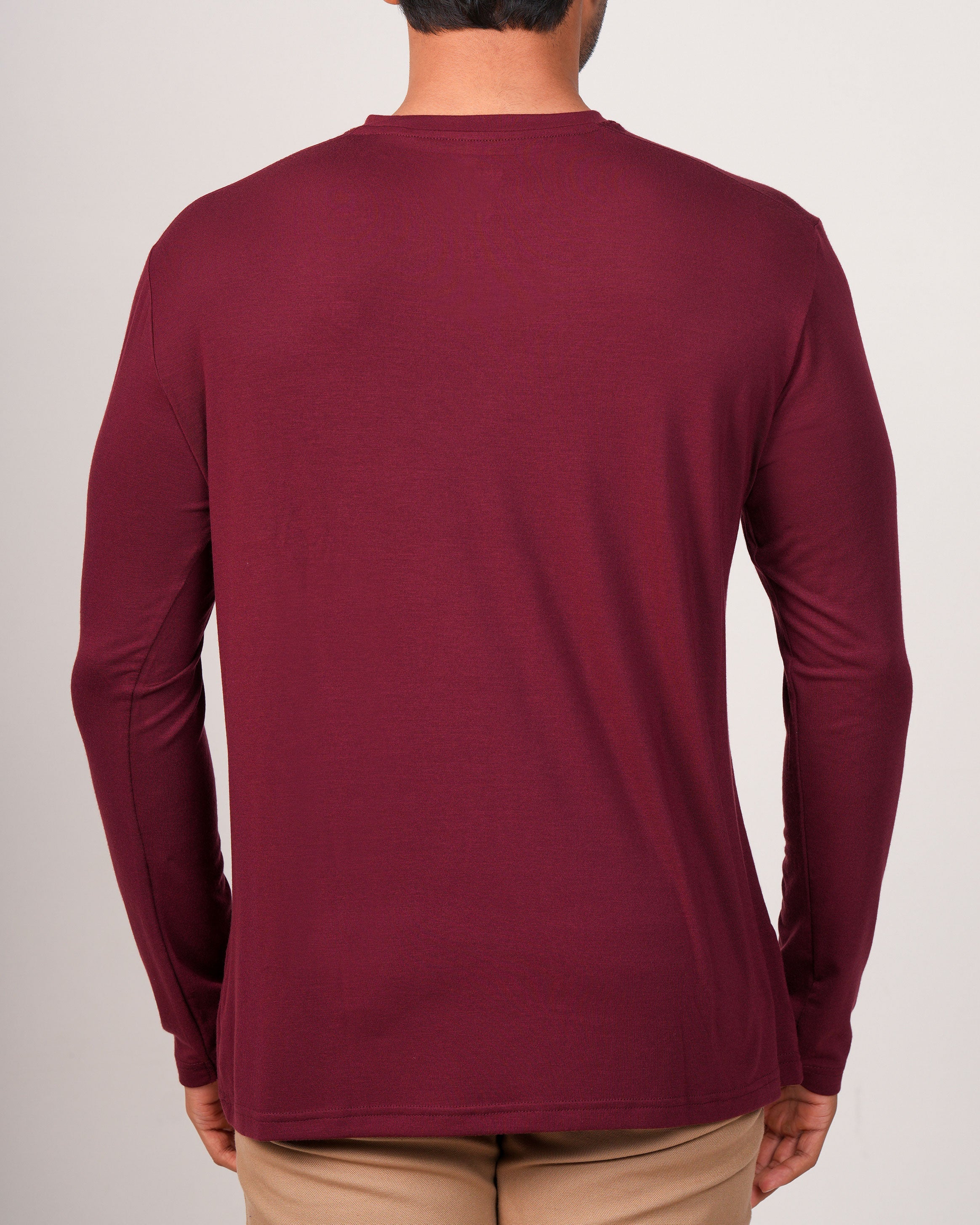 Emerald Crew Neck Plain Slim Fit-Brick