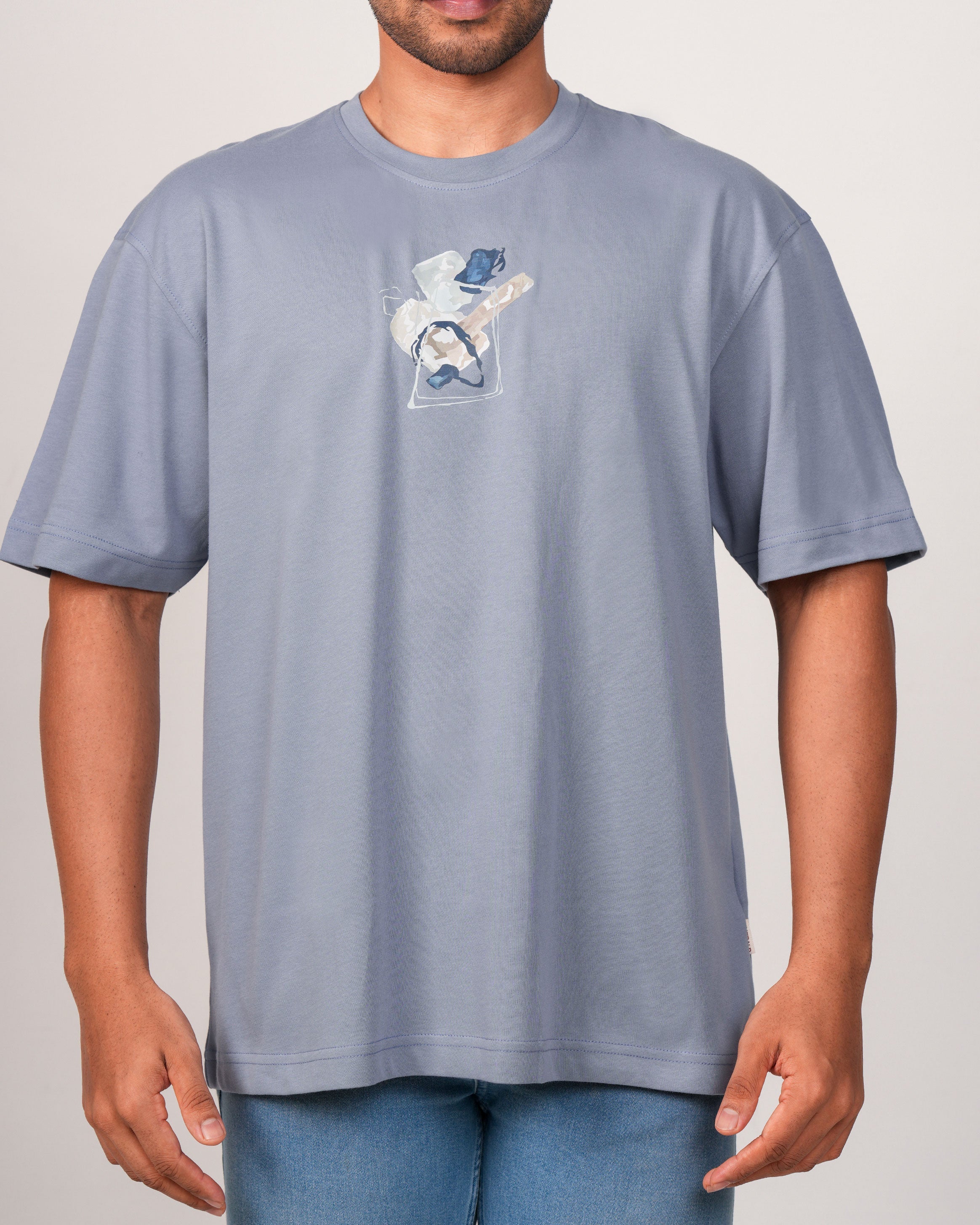 Emerald Oversized Crew Neck Tee-Dapple Grey