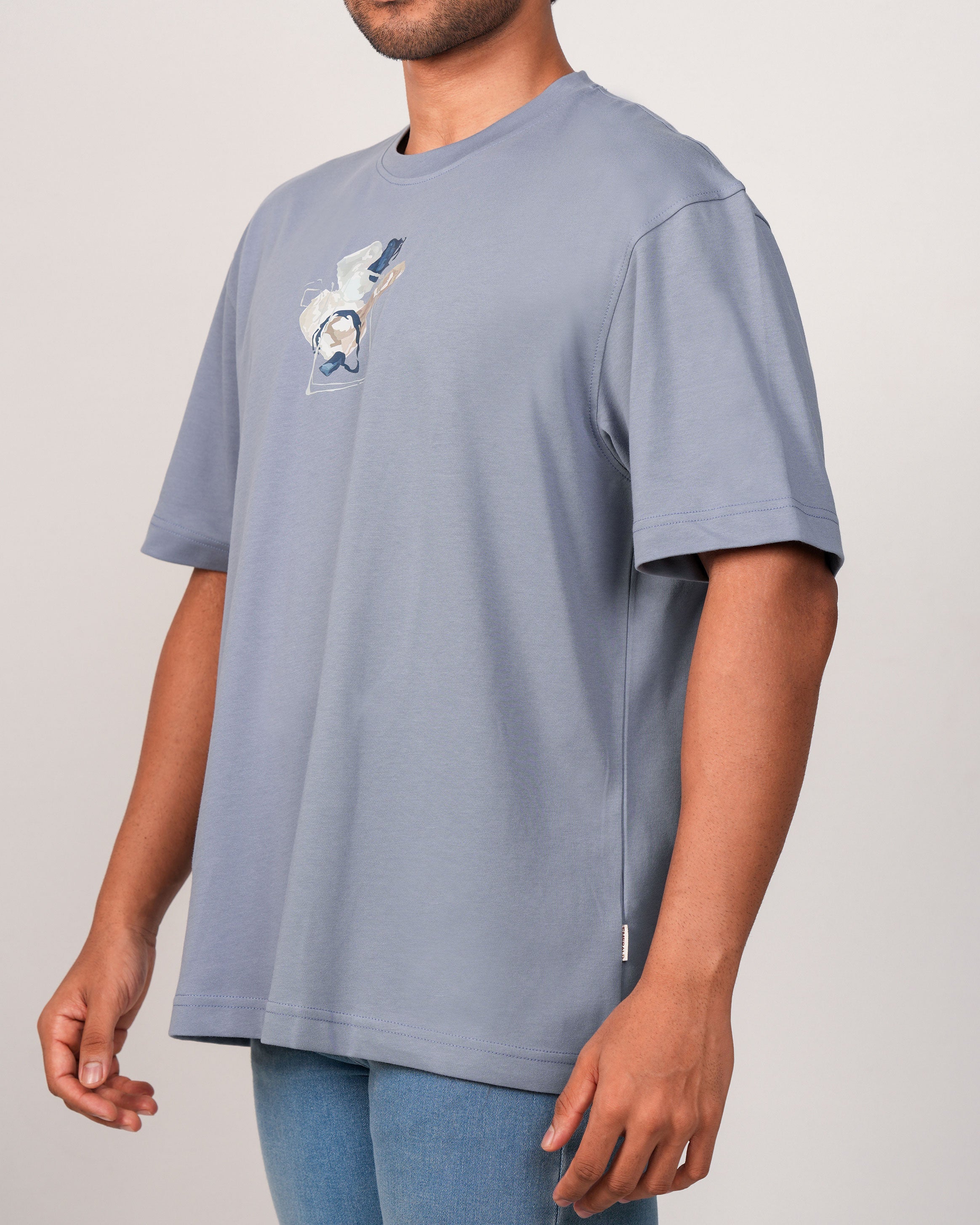 Emerald Oversized Crew Neck Tee-Dapple Grey