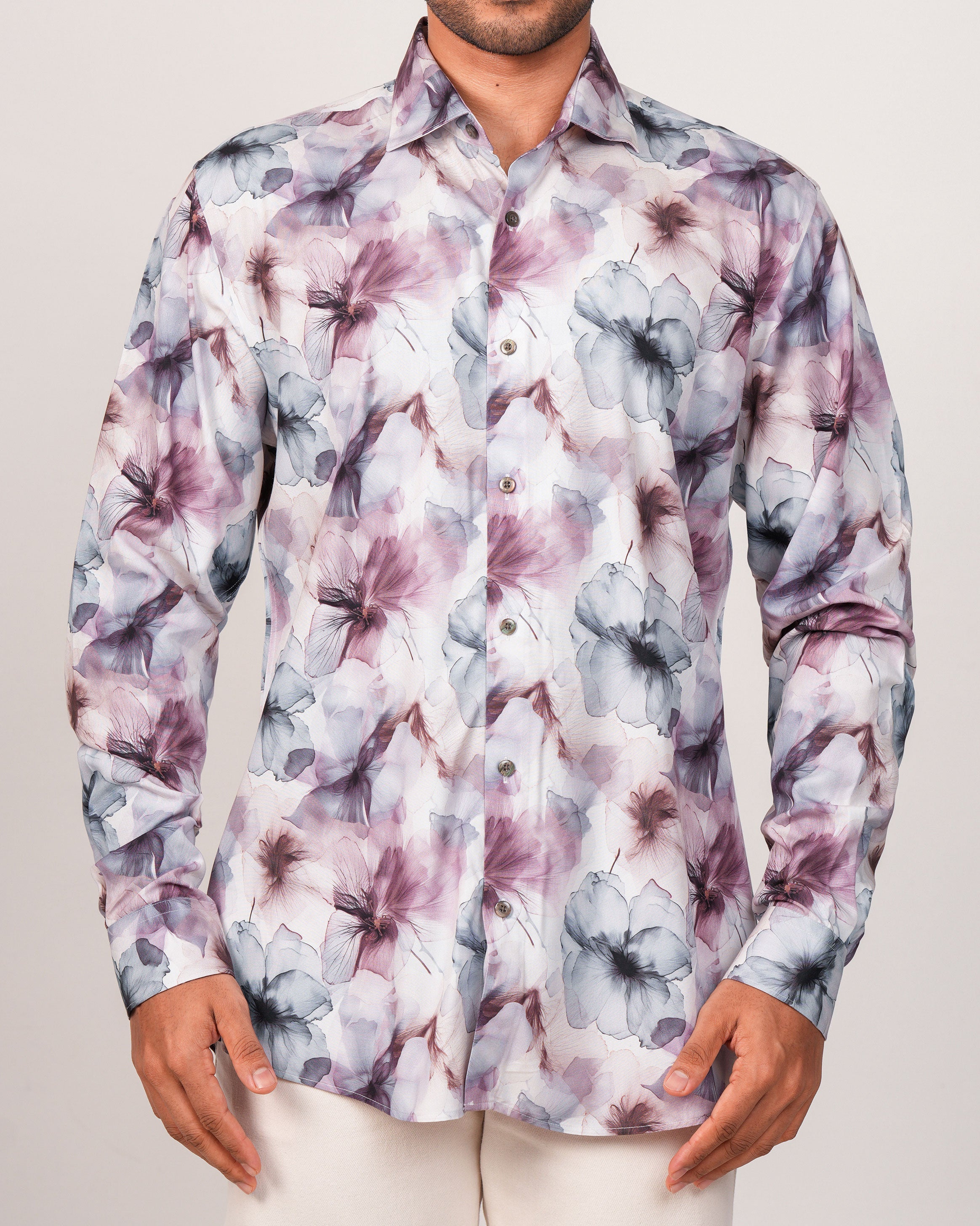 Emerald Casual printed Slim Fit-Boysenberry