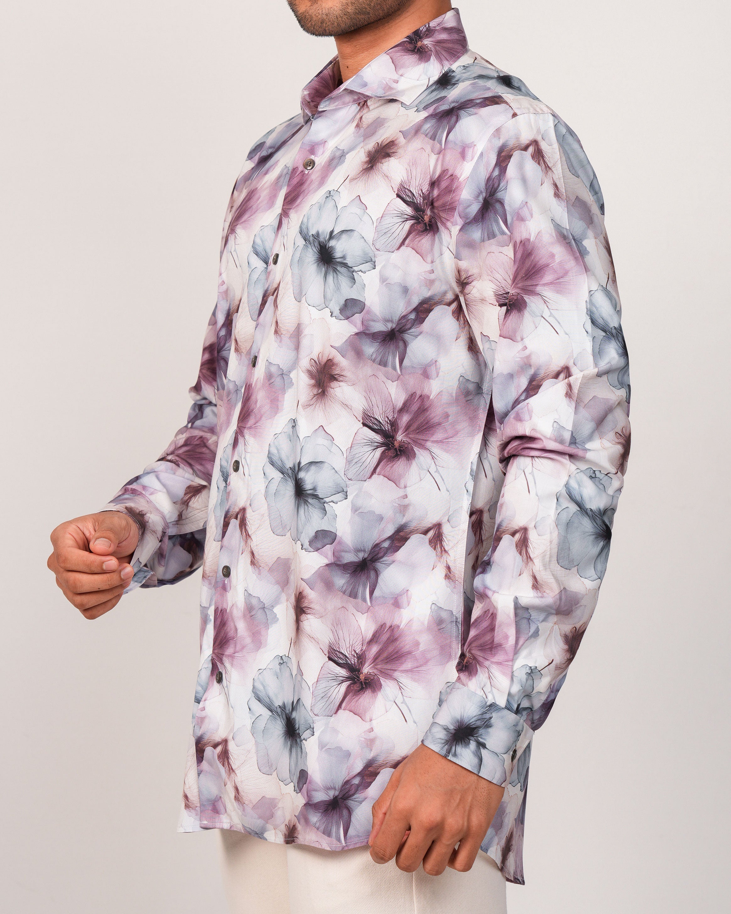 Emerald Casual printed Slim Fit-Boysenberry