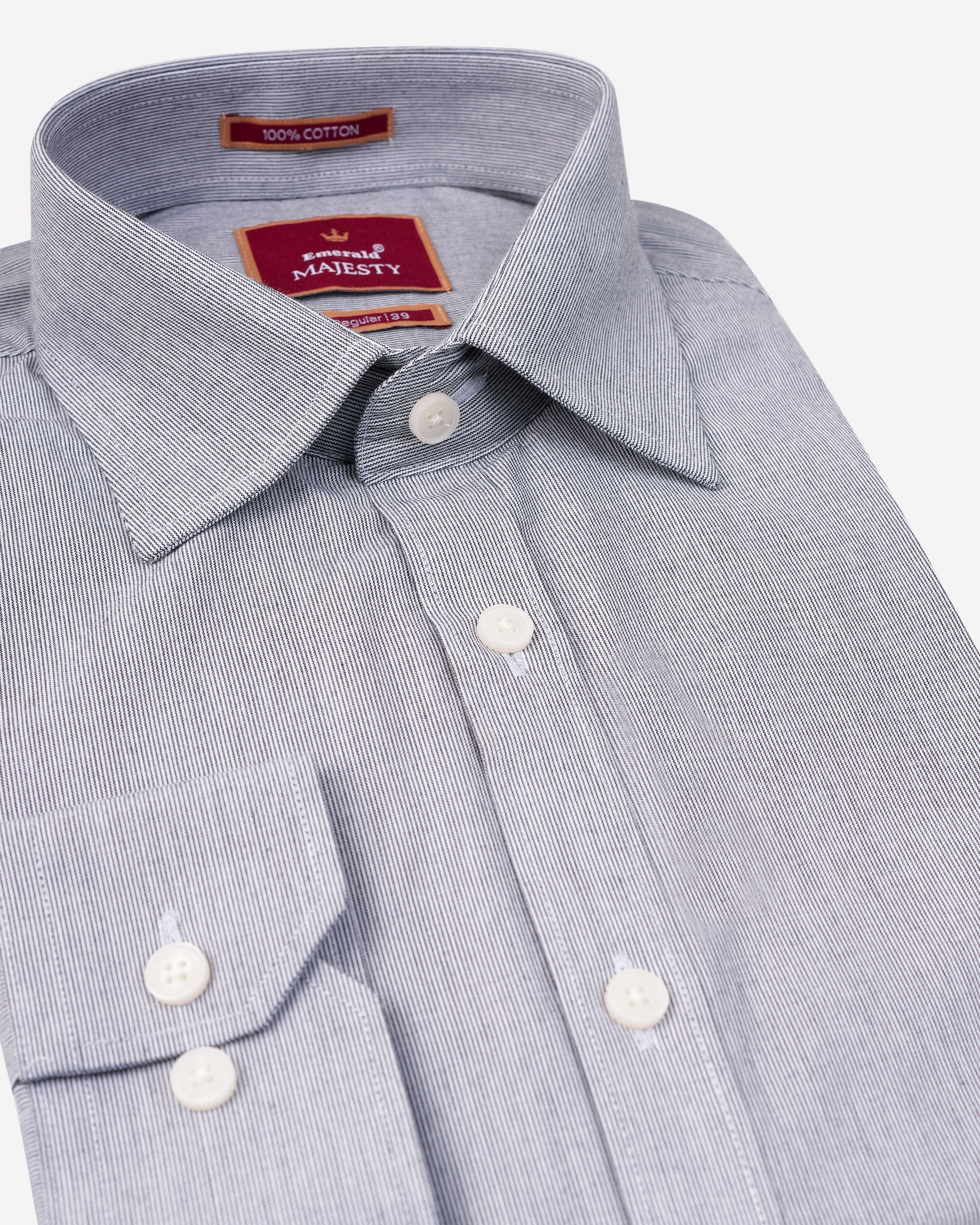 Emerald Majesty Stripe Regular Fit-Charcoal