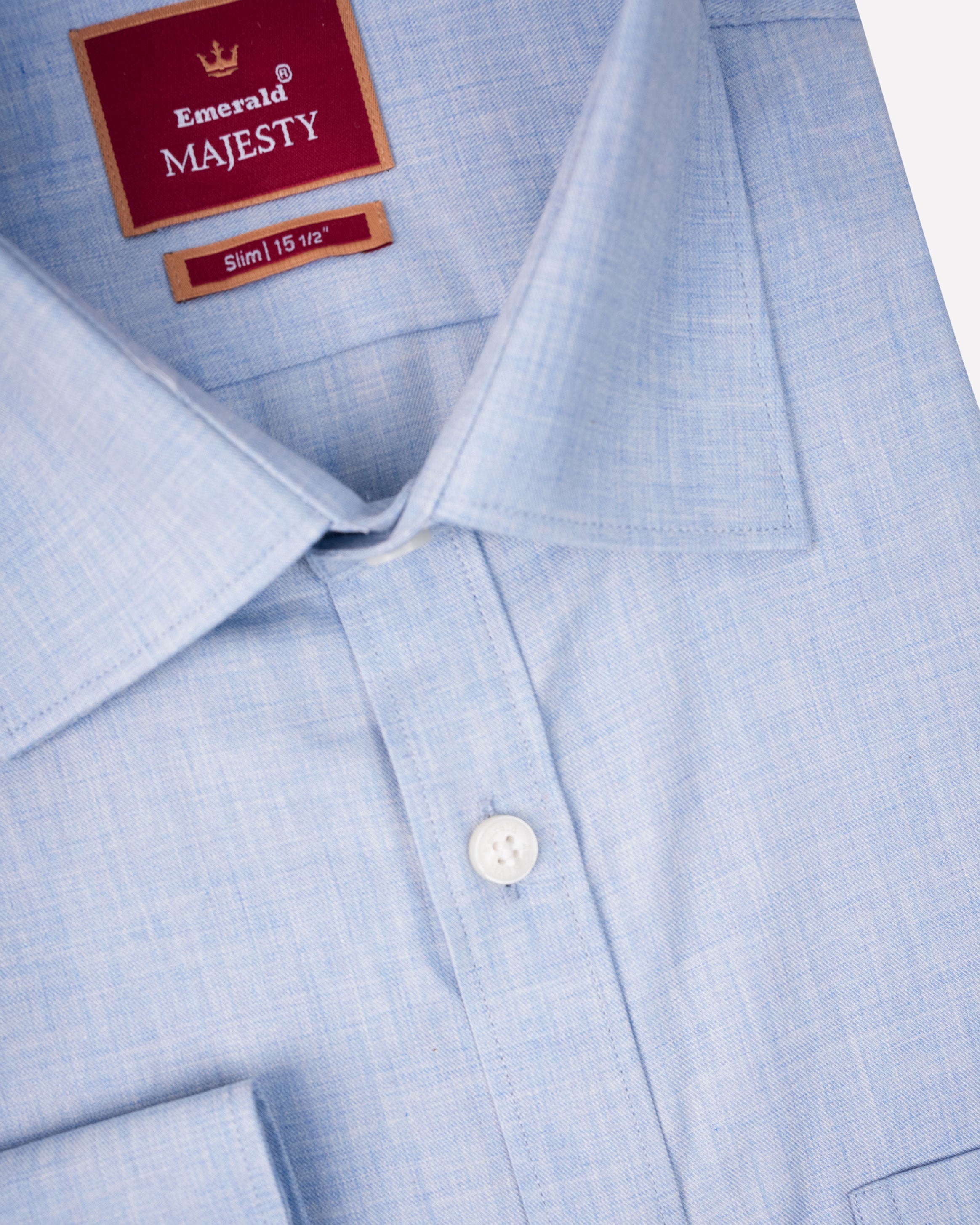 Emerald Majesty Plain Slim Fit-Cashmere Blue