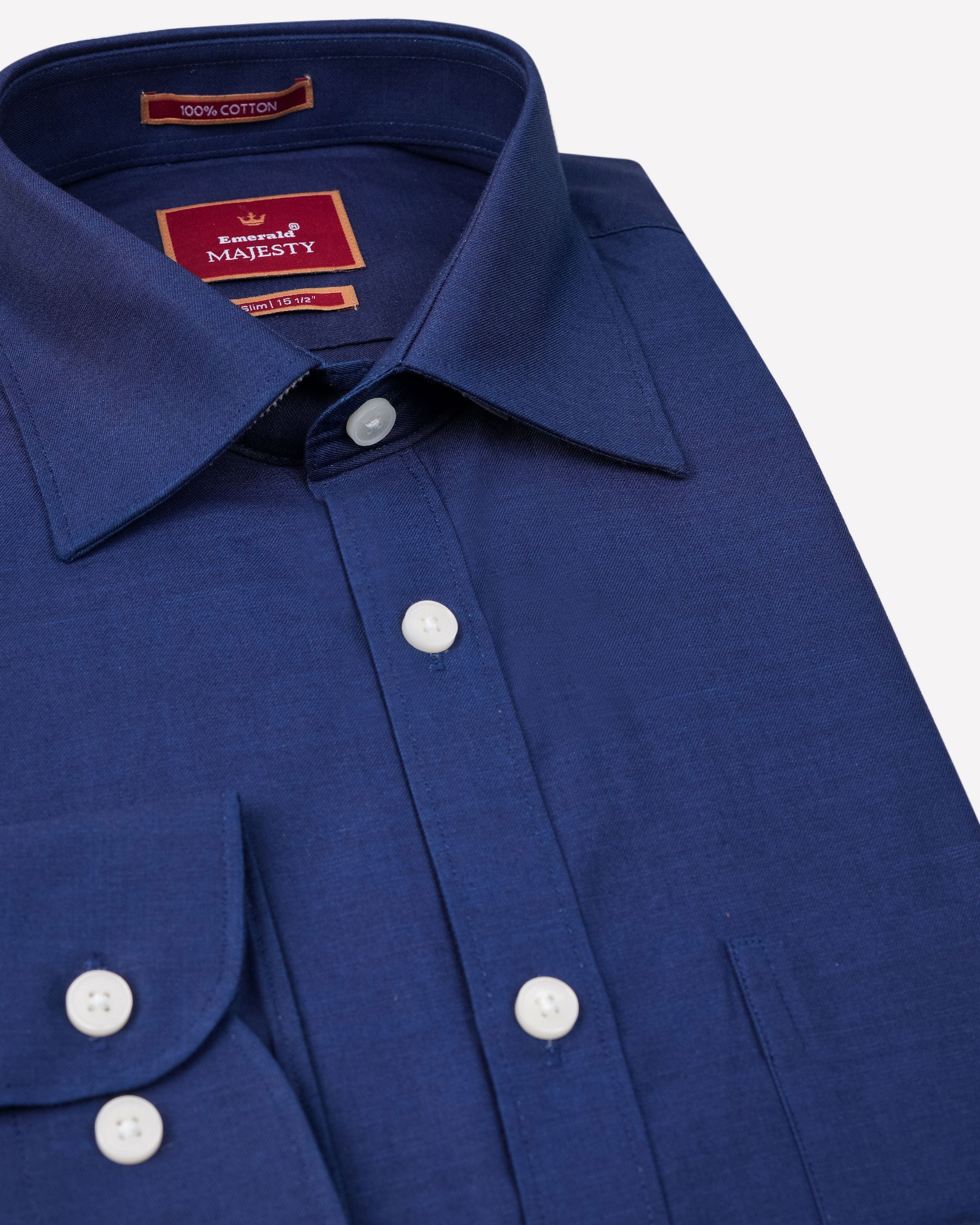 Emerald Majesty Plain Slim Fit-Estate Blue