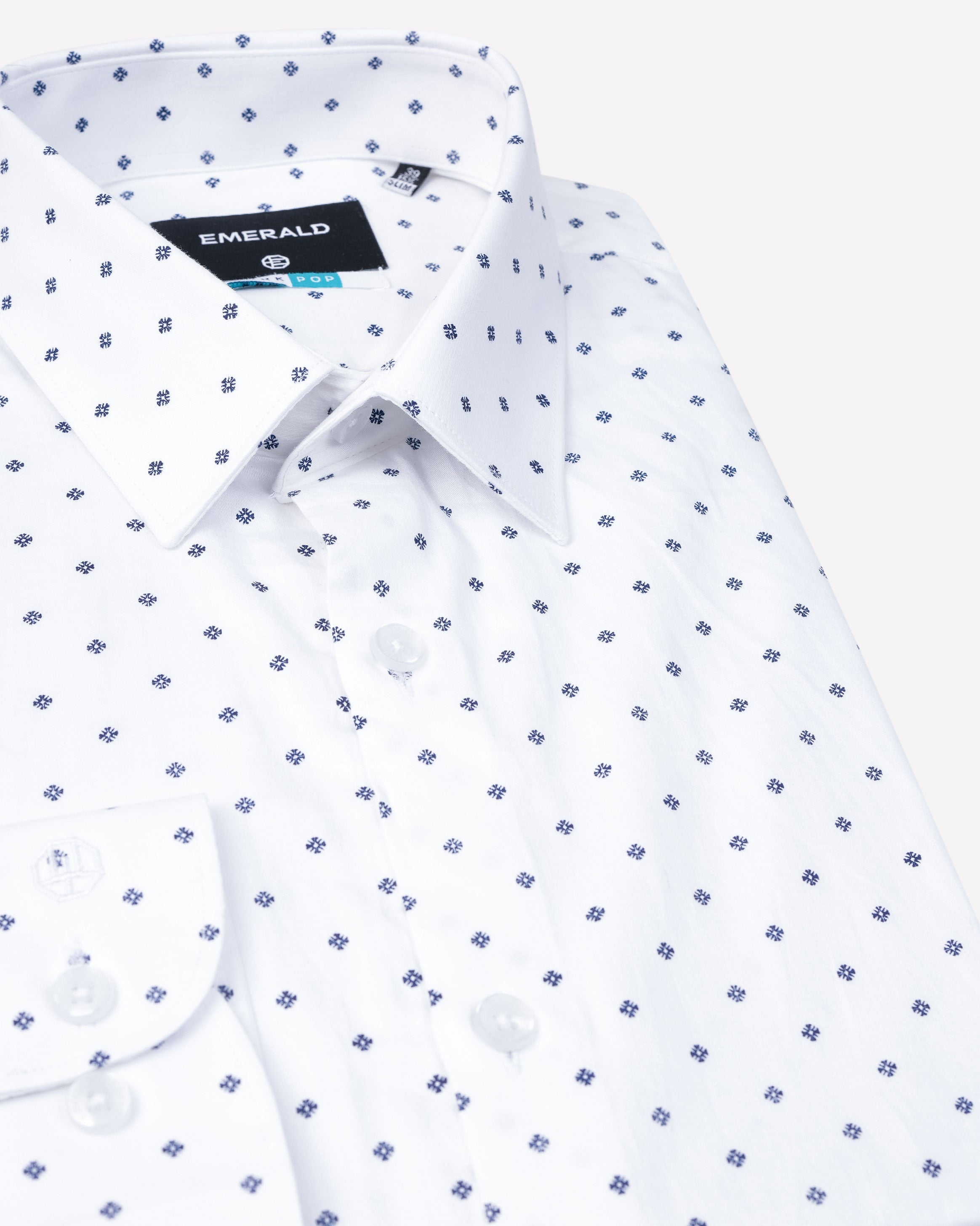 Emerald Formal Printed Slim Fit-Navy
