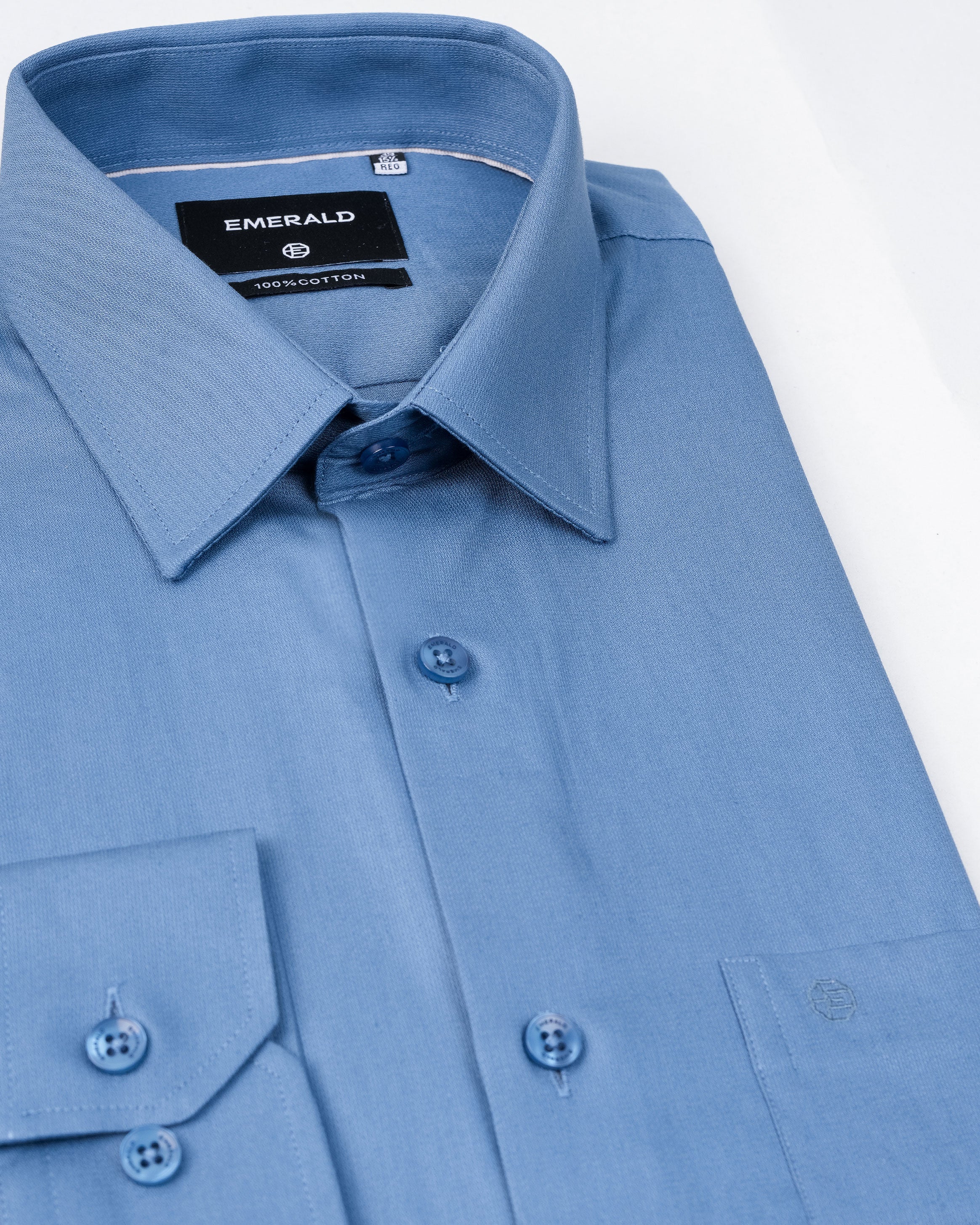 Emerald Evening Plain Regular Fit-Ashley Blue