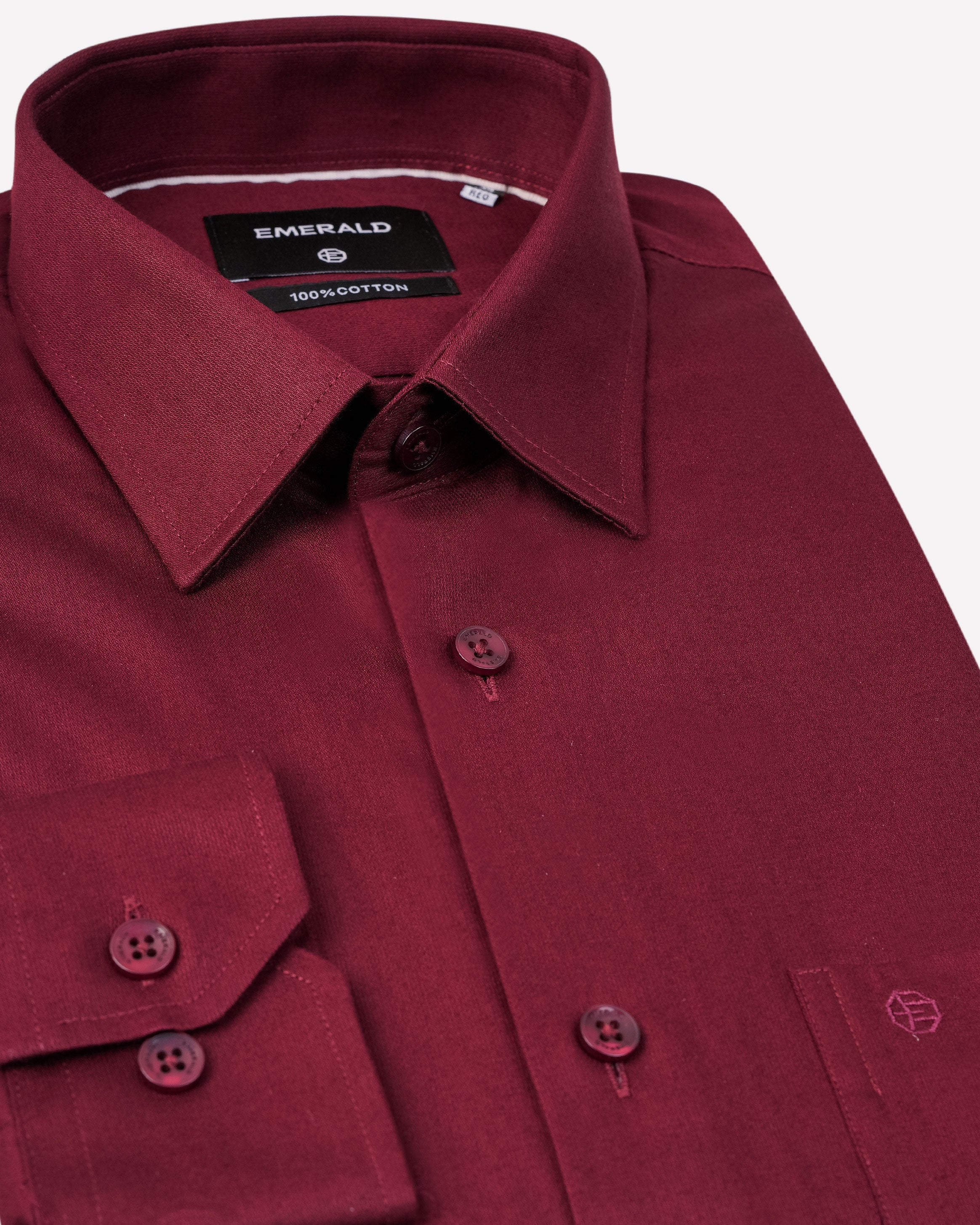 Emerald Evening Plain Regular Fit-True Red