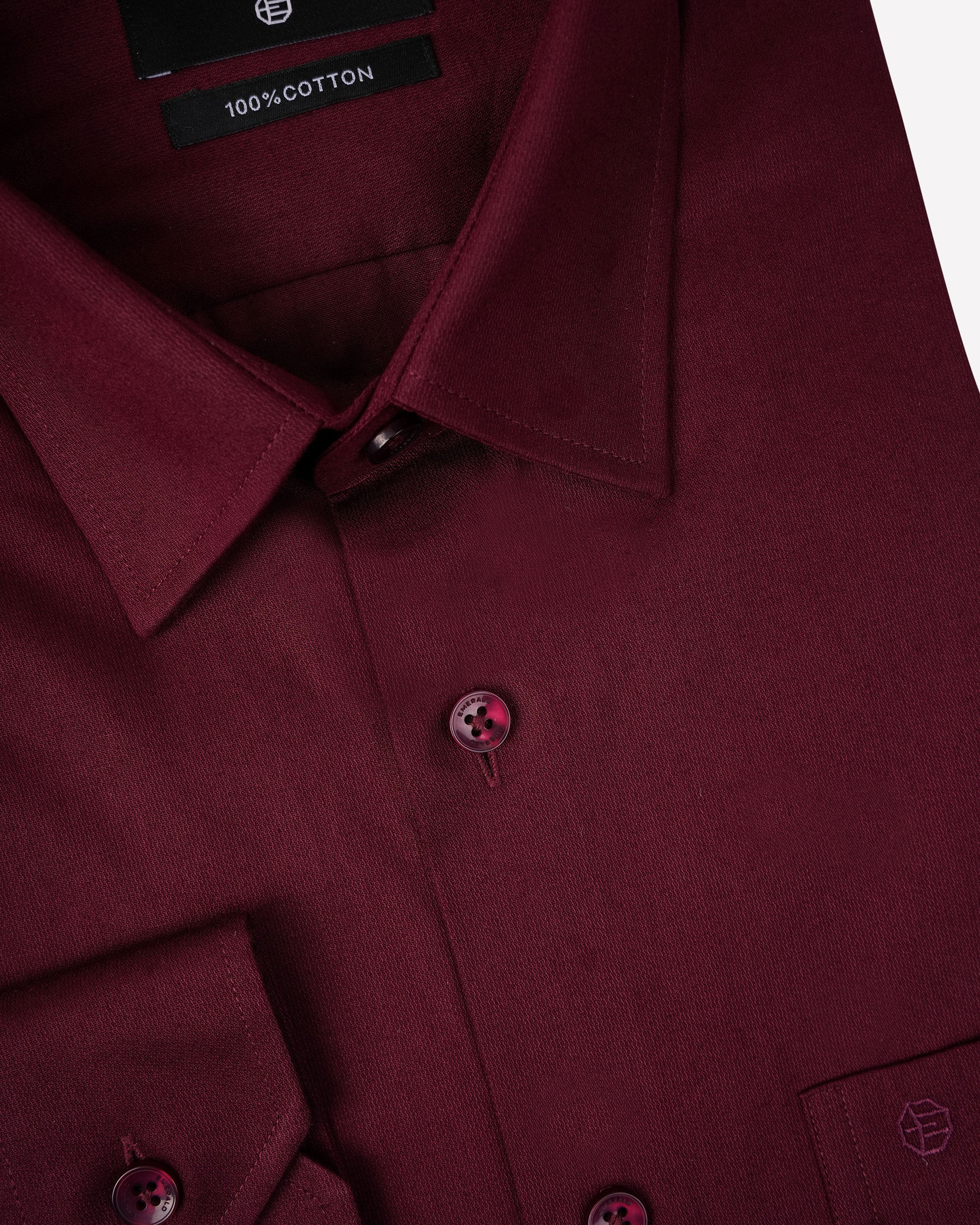 Emerald Evening Plain Regular Fit-True Red