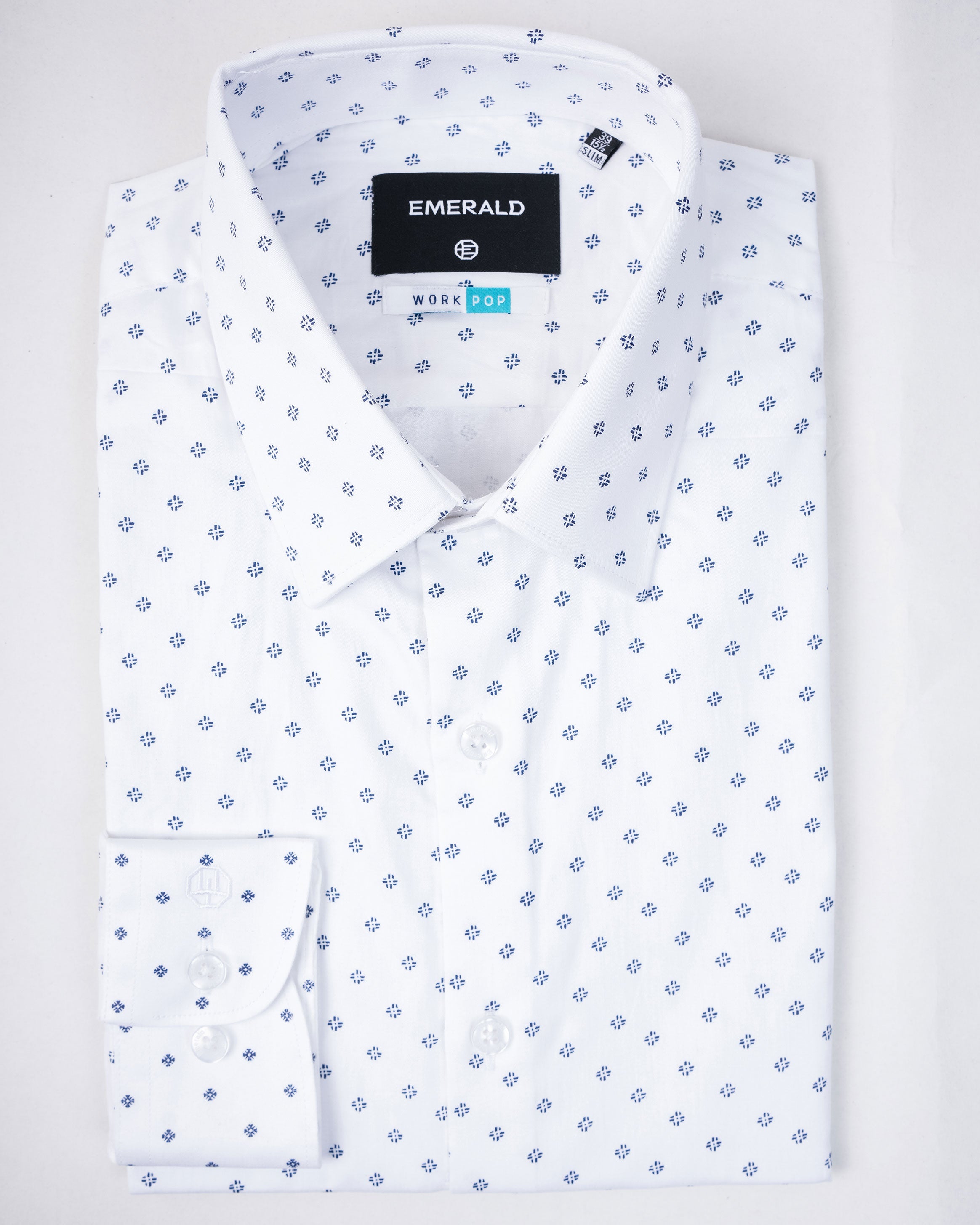 Emerald Formal Printed Slim Fit-Blue Depths