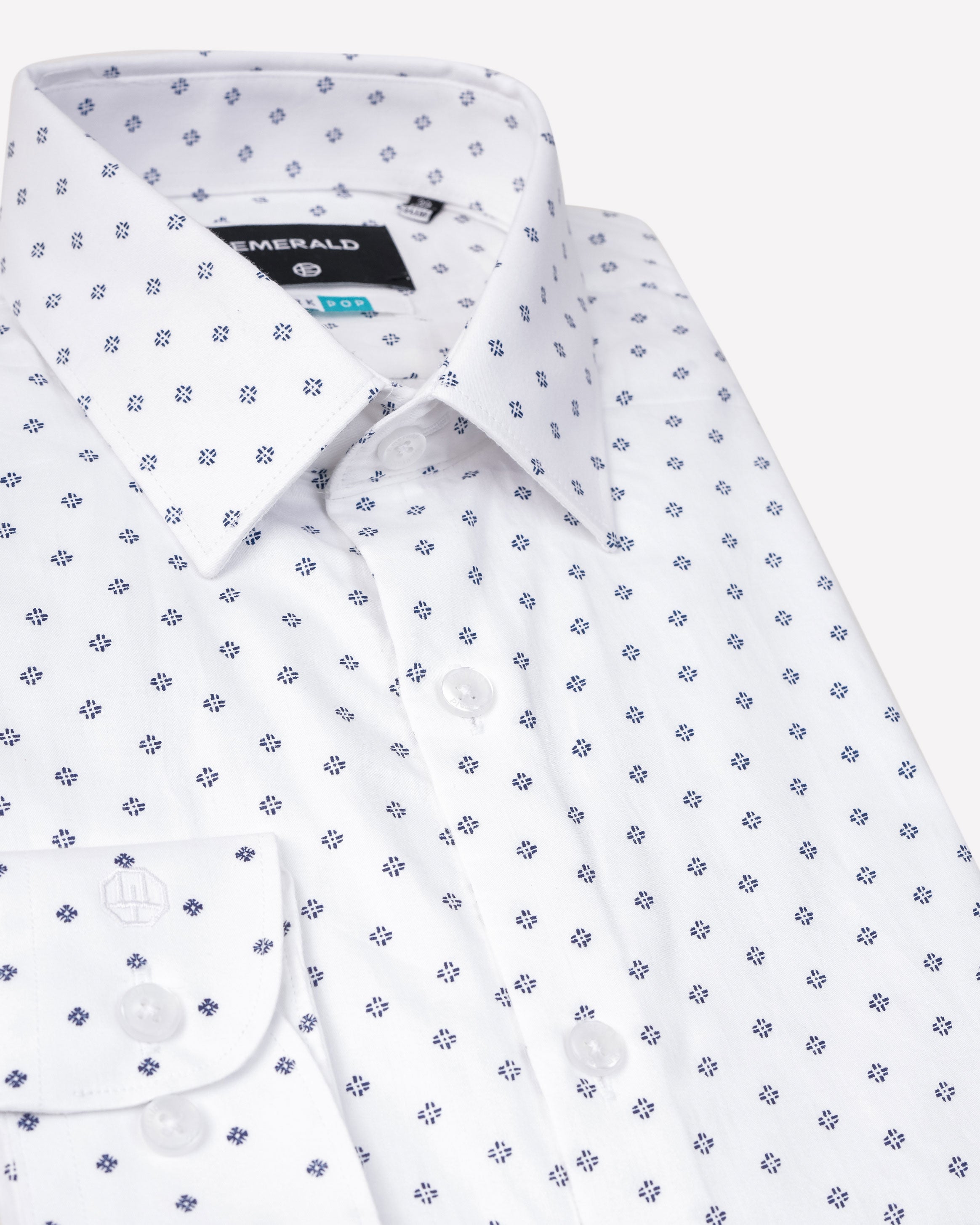 Emerald Formal Printed Slim Fit-Blue Depths