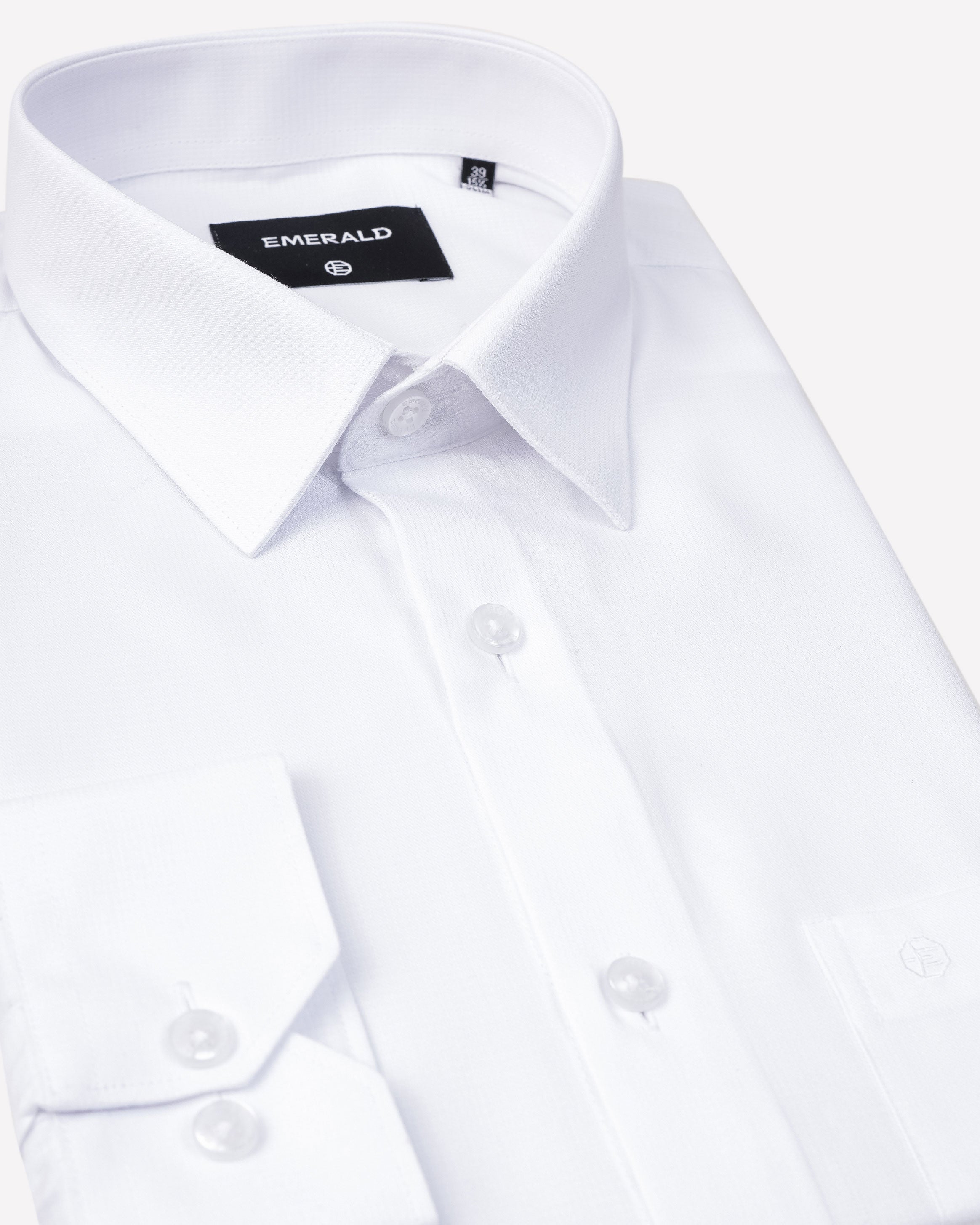 Emerald Formal Dobby Slim Fit-White