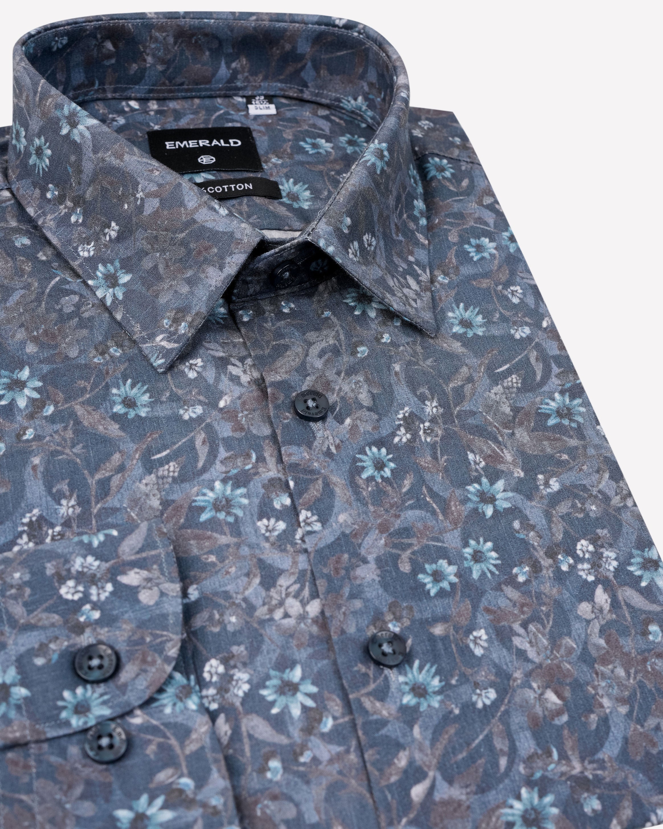 Emerald Evening Printed Slim Fit-Blue China