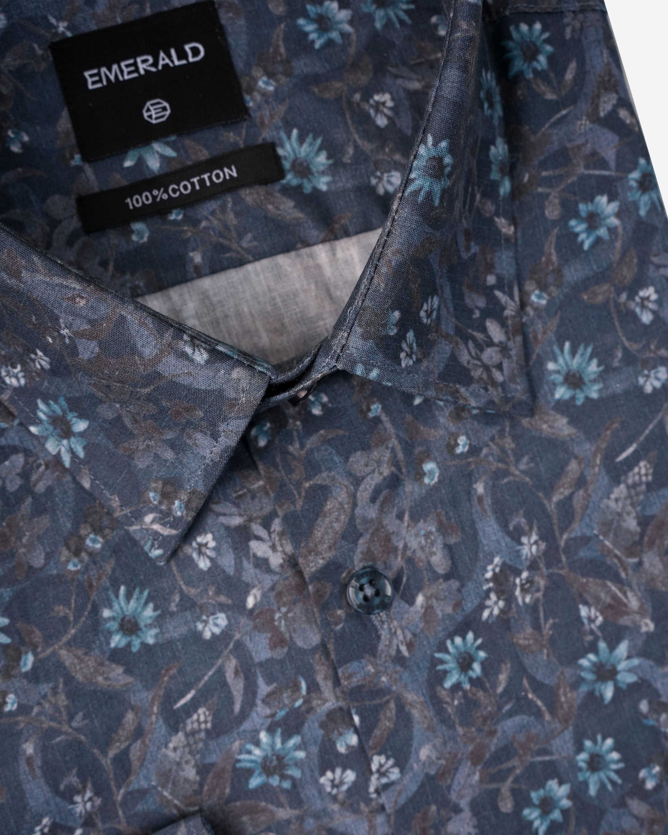 Emerald Evening Printed Slim Fit-Blue China