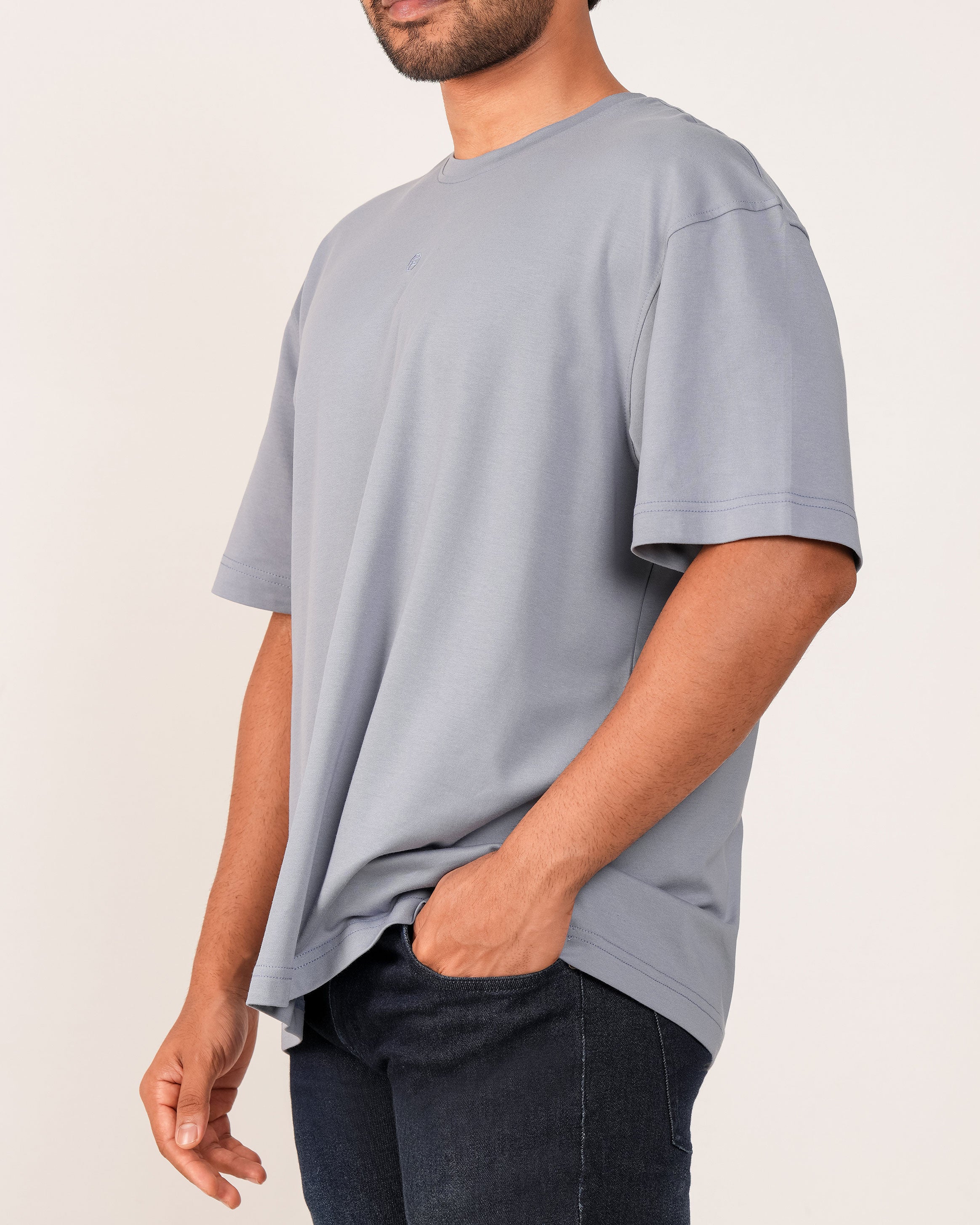 Emerald Oversized Crew Neck Tee-Dapple Grey