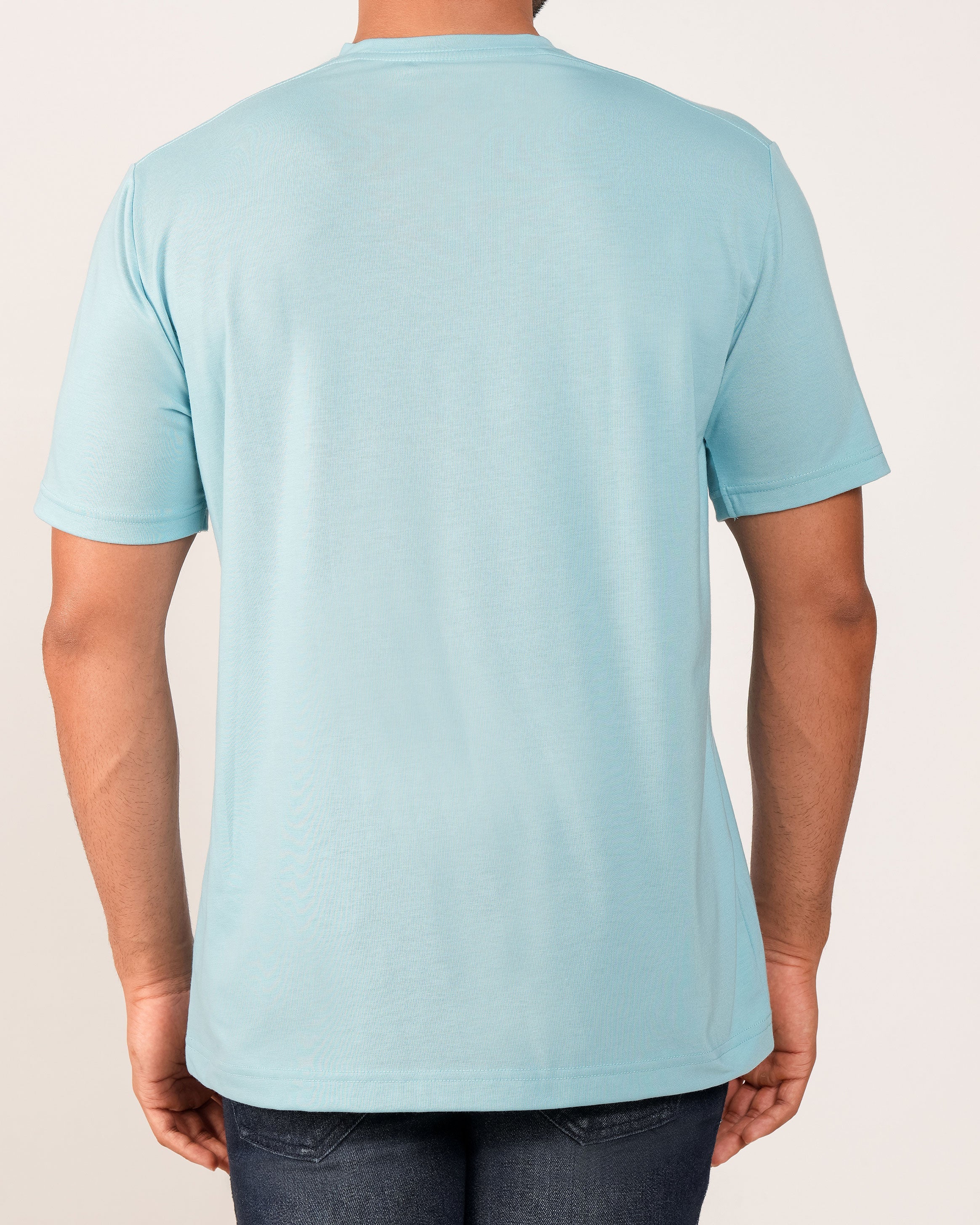 Emerald Crew Neck Tee - Bright Aqua