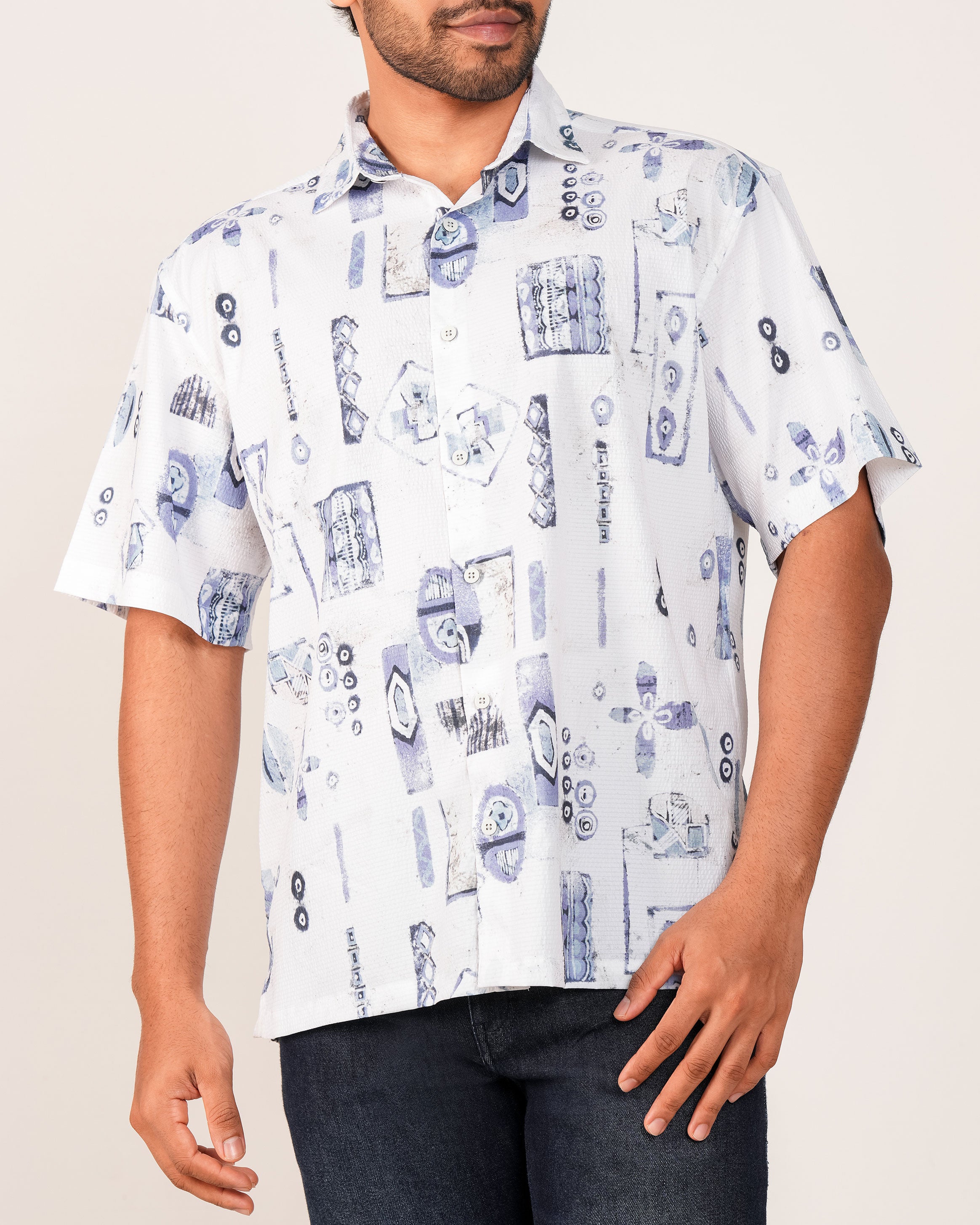 Emerald Printed Oversized Shirt-Little Boy Blue