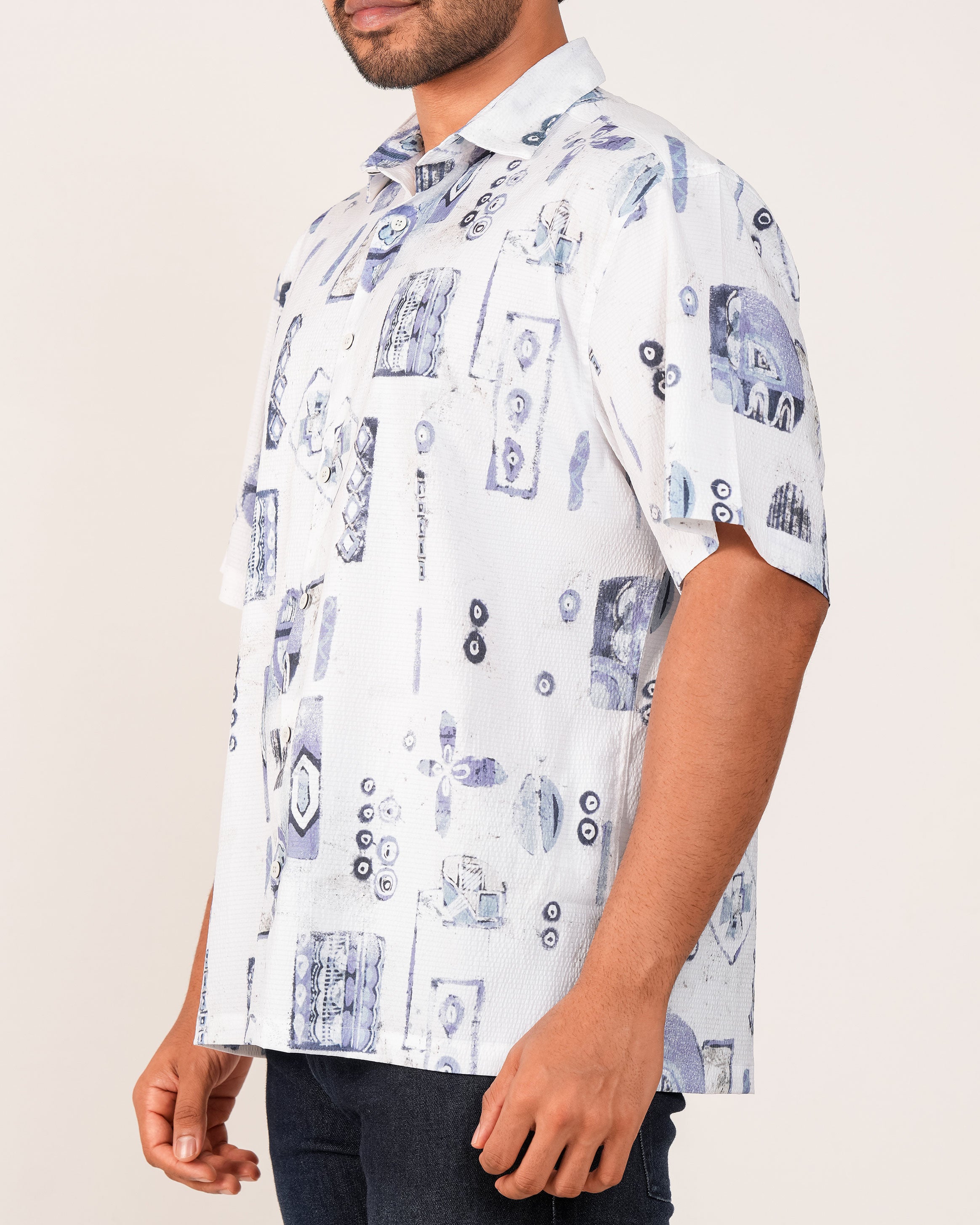 Emerald Printed Oversized Shirt-Little Boy Blue