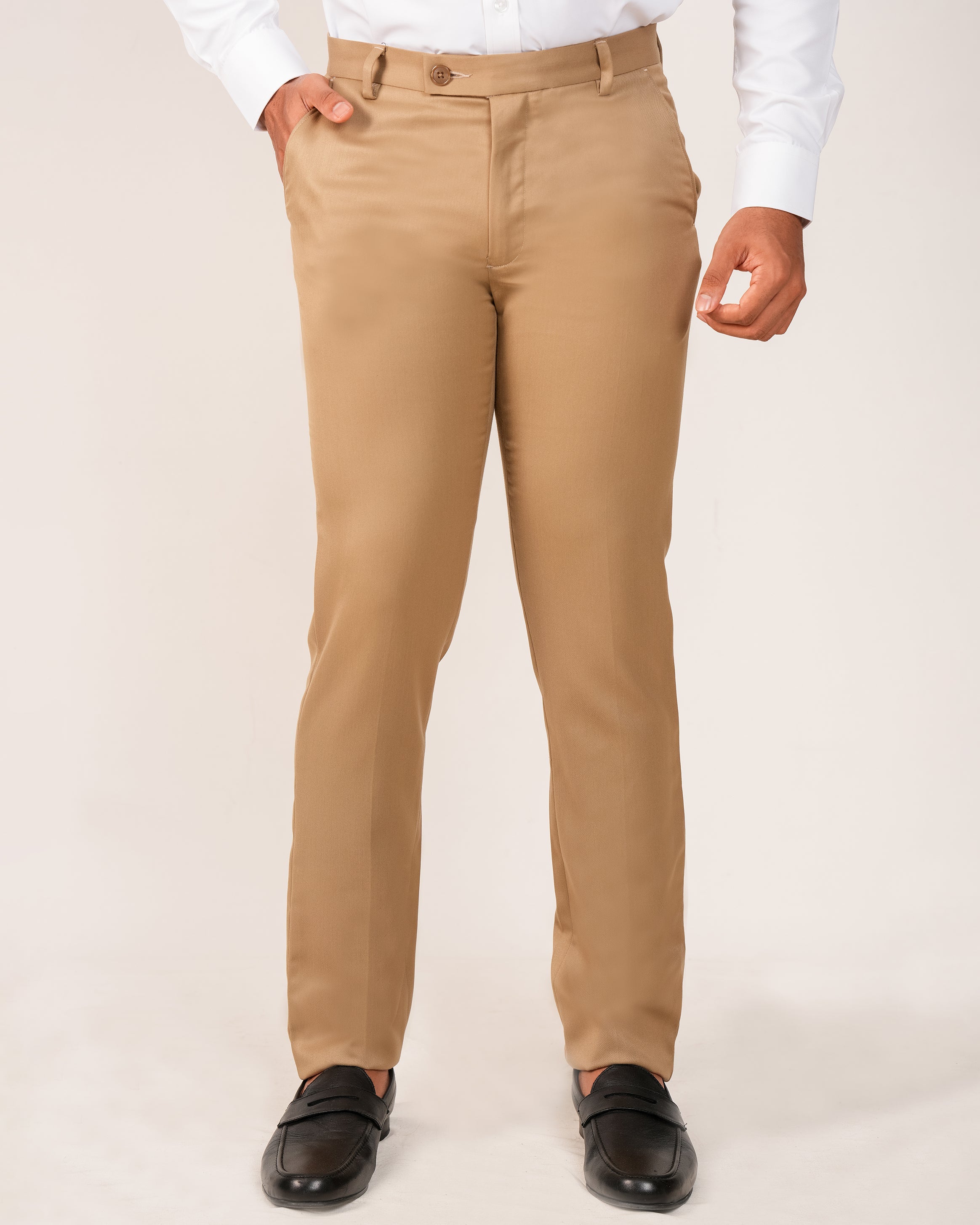 Emerald Formal Trouser Plain Ultra Slim Fit-Brown Safari