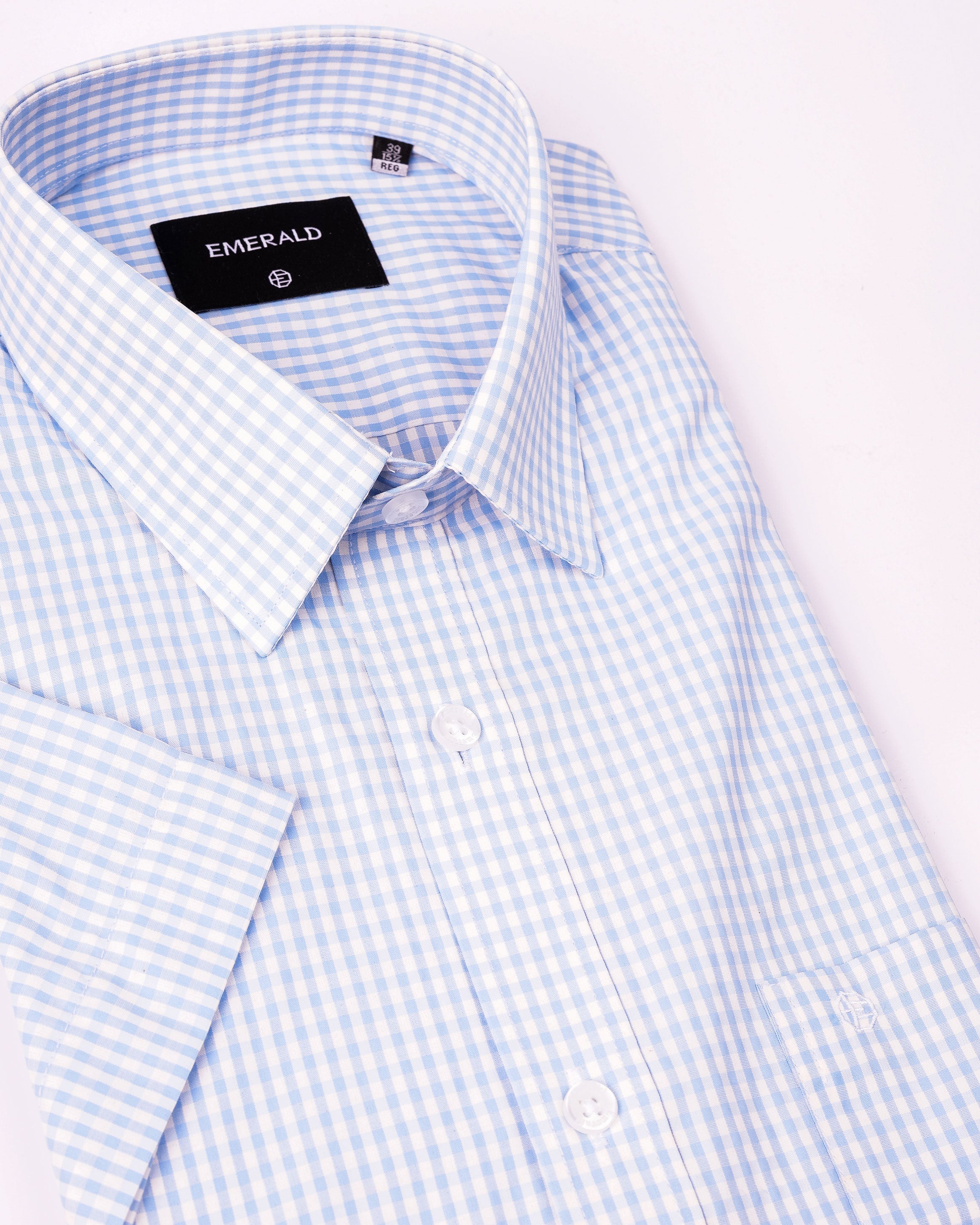 Emerald Formal Checks Regular Fit - Cashmere Blue