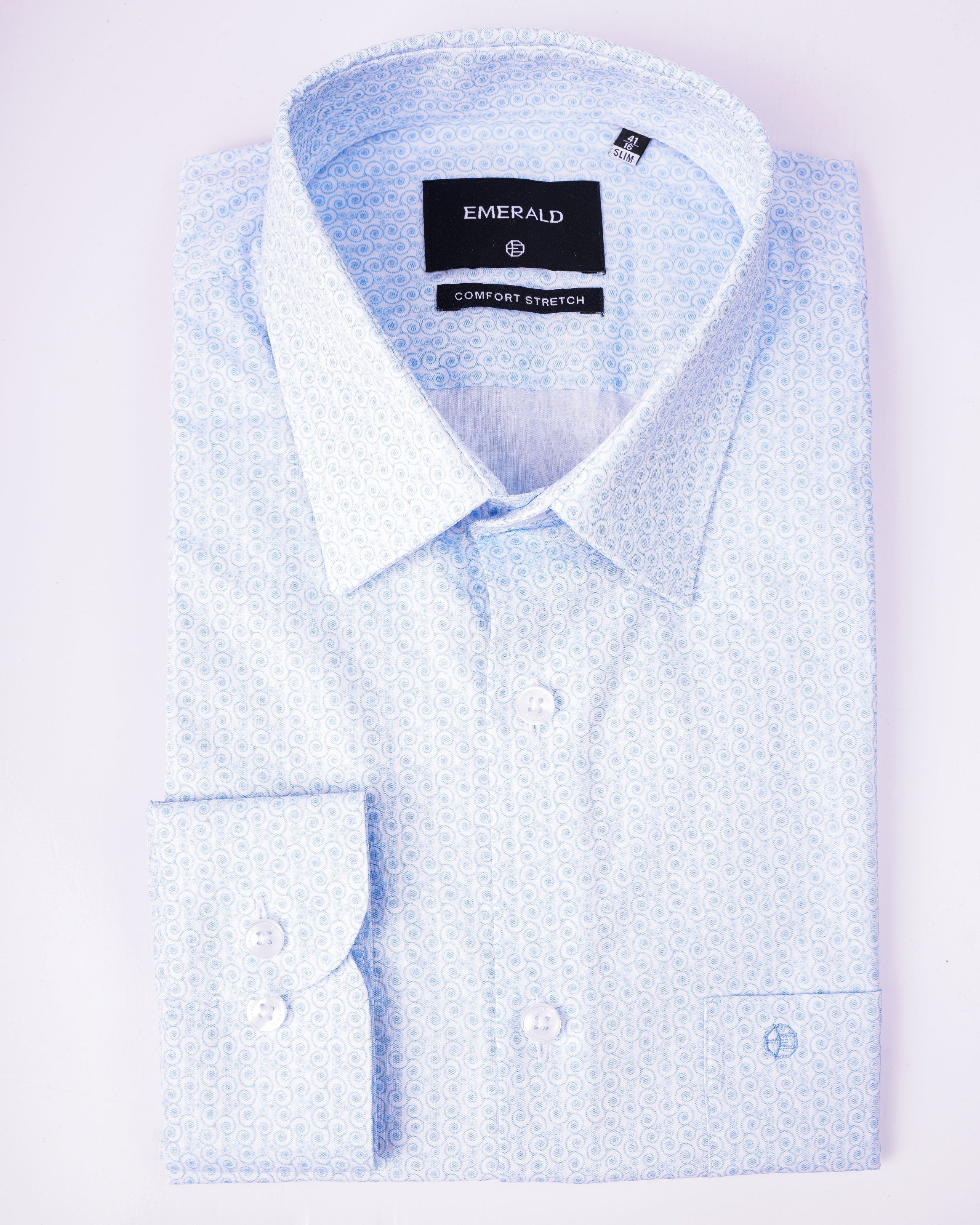 Emerald Formal Printed Slim Fit - Vista Blue