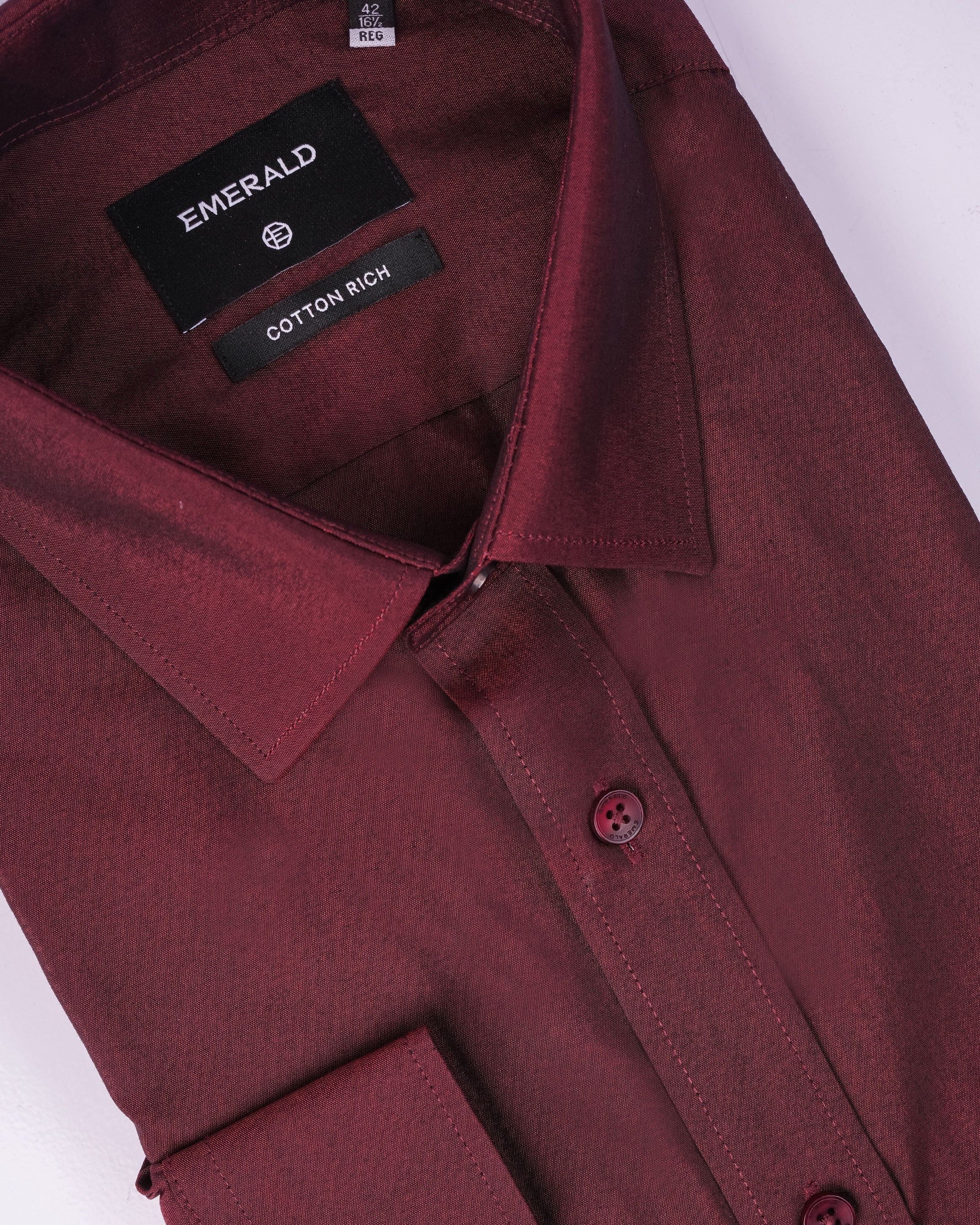 Emerald Evening Plain Regular Fit - Raspberry Wine