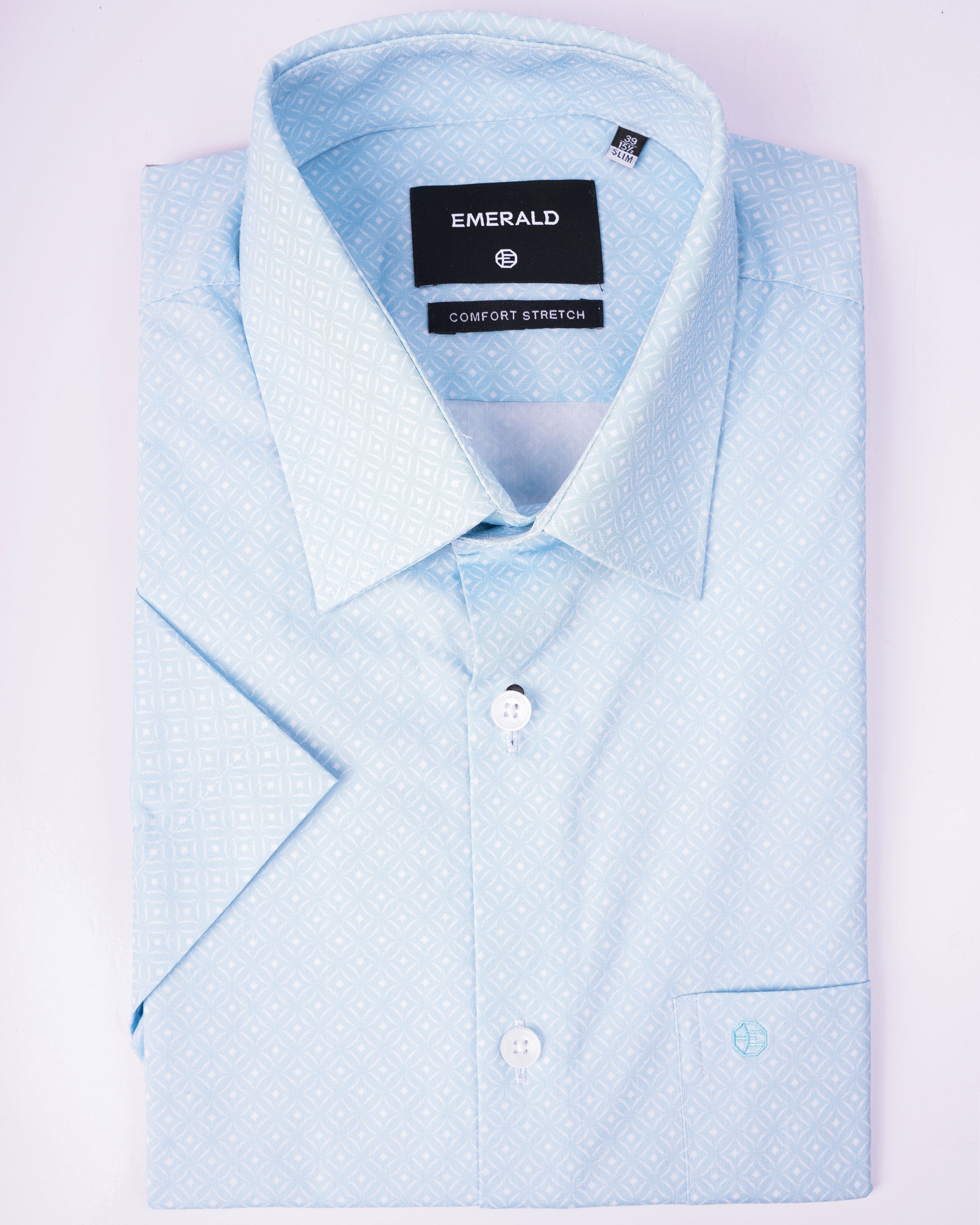 Emerald Formal Printed Slim Fit - Blue Mist