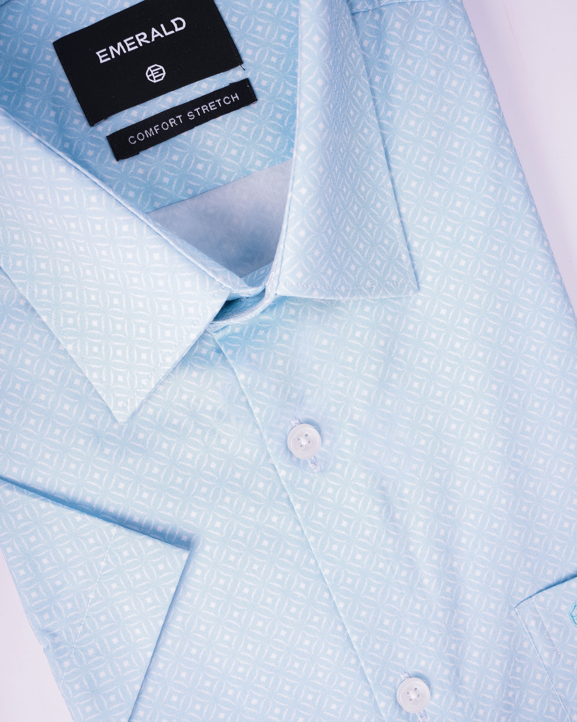 Emerald Formal Printed Slim Fit - Blue Mist