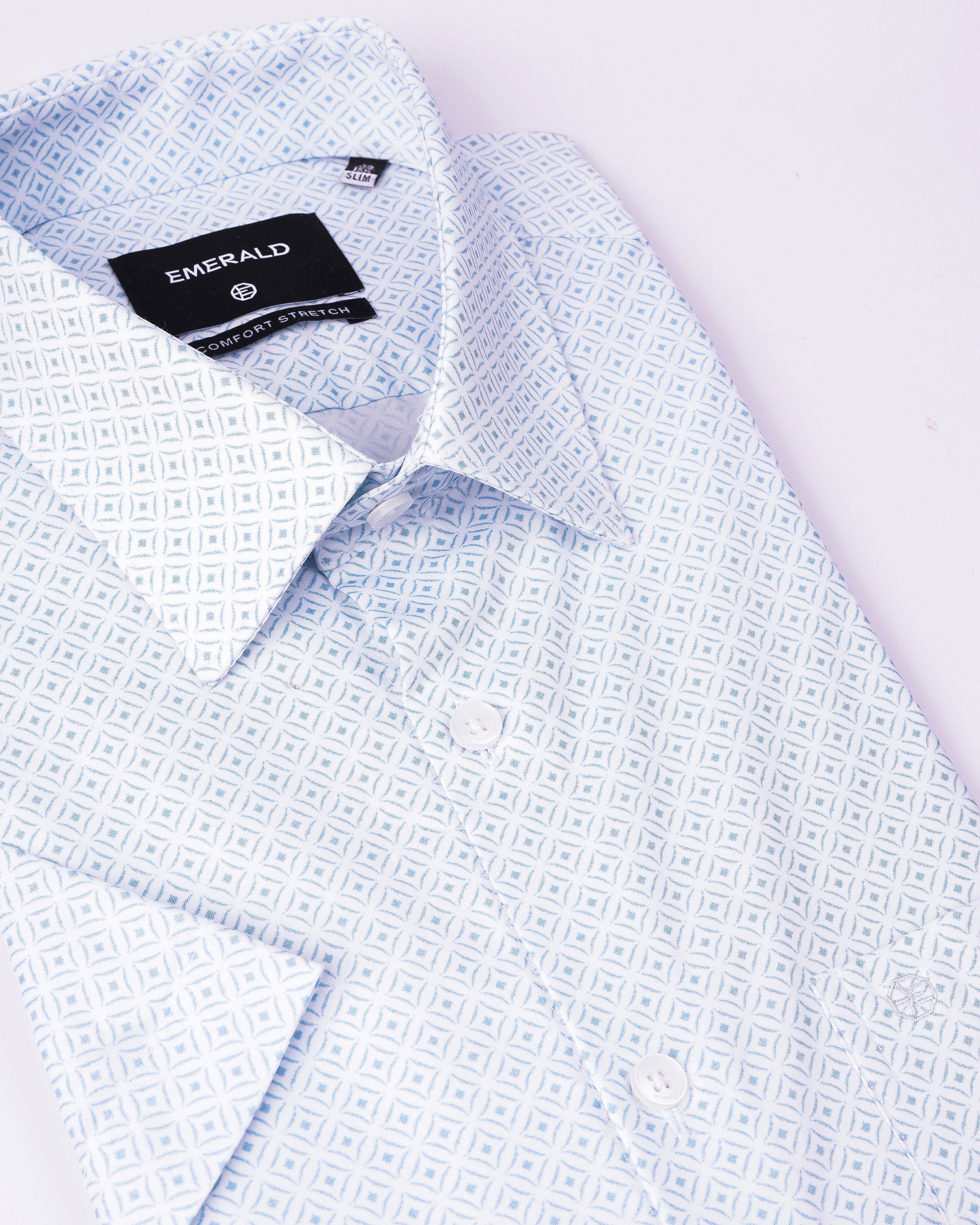 Emerald Formal Printed Slim Fit - Blue Aqua